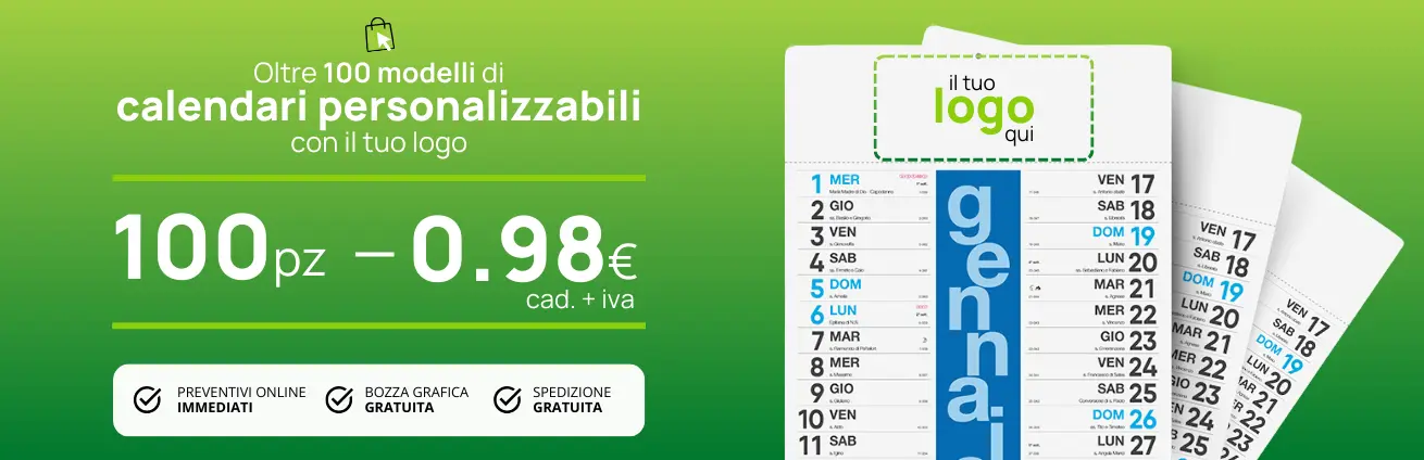 Offerta calendari personalizzati con spedizione gratuita