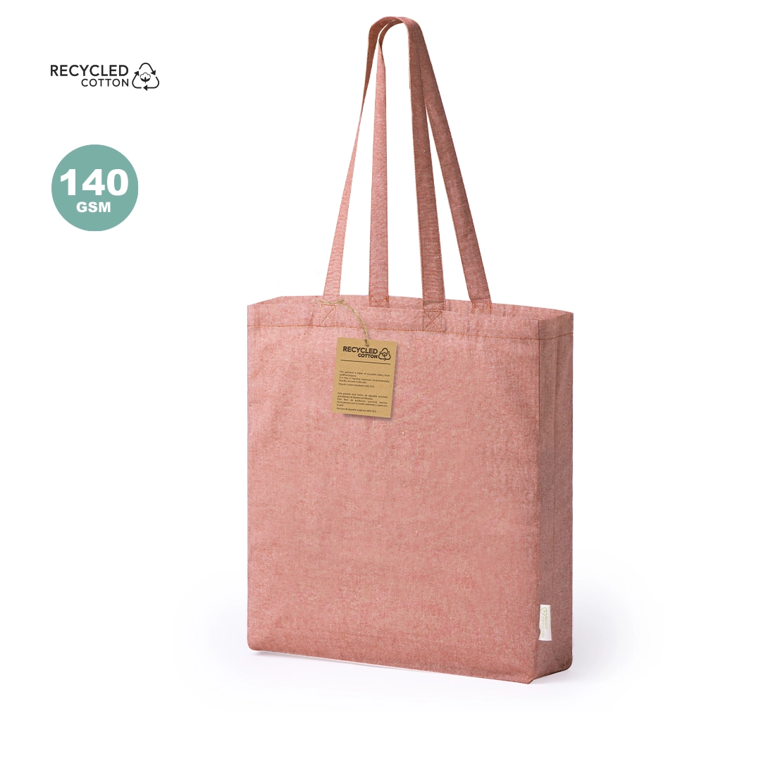 Immagine Borsa in materiale 100% cotone riciclato da 140 g/m2. Manici lunghi 70 cm - Bestla