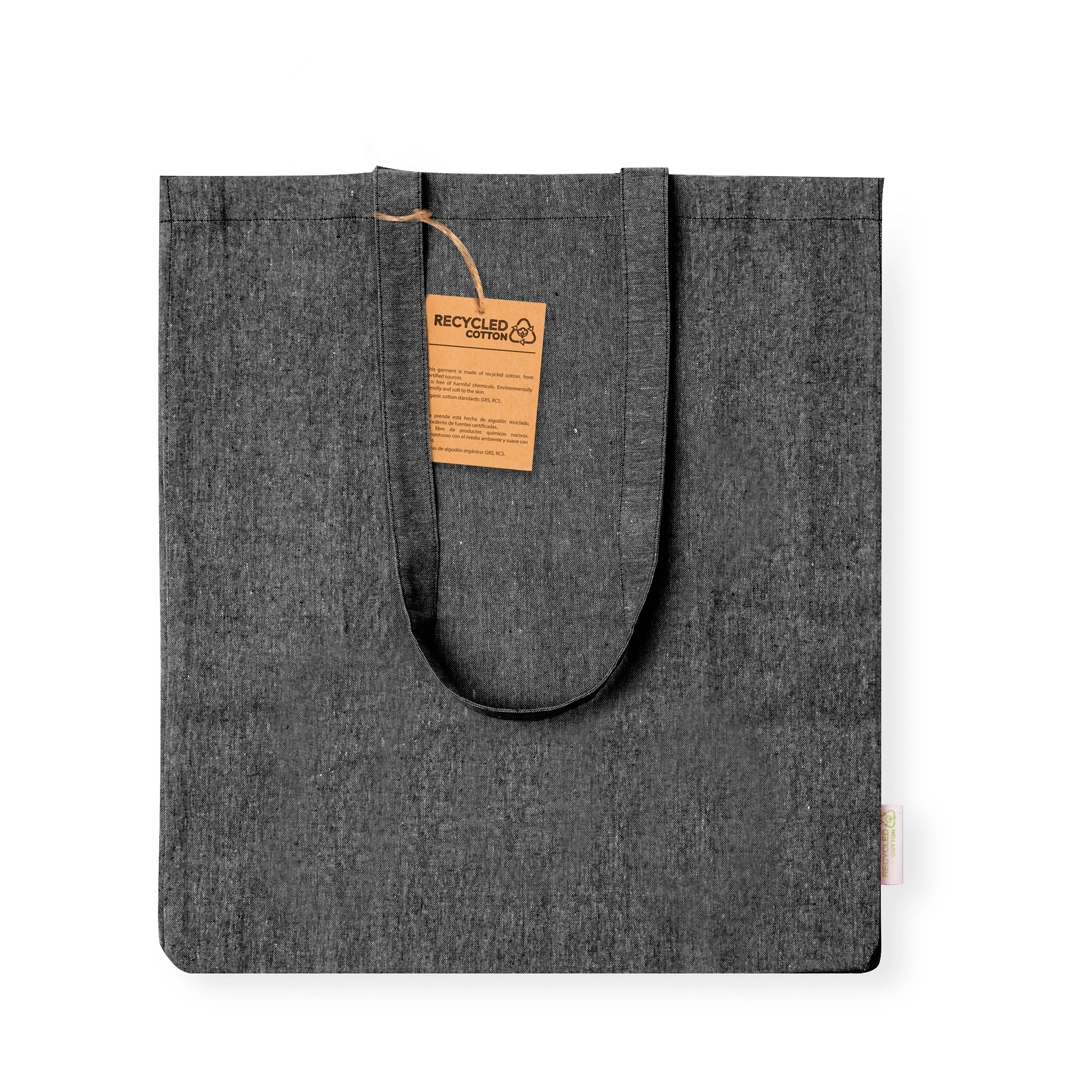 Immagine Borsa in materiale 100% cotone riciclato da 140 g/m2. Manici lunghi 70 cm - Bestla