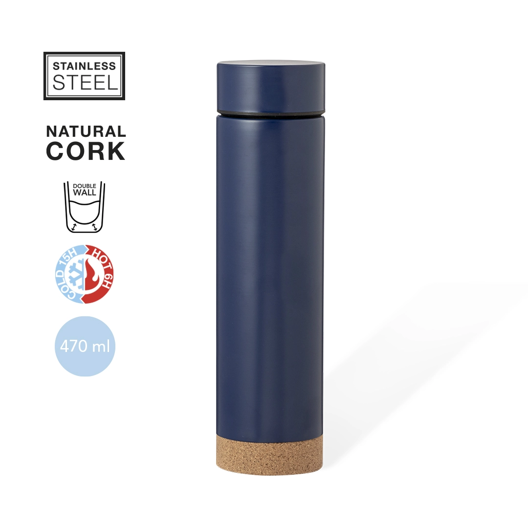 Immagine Thermos in acciaio inox da 470 ml di capacità con base in sughero - Dantek