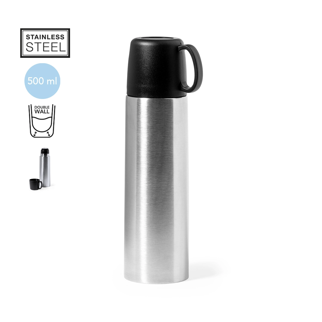 Immagine Thermos in acciaio inox con capacità di 500 ml e doppia parete per una migliore e più duratura conservazione della temperatura. - Tibber