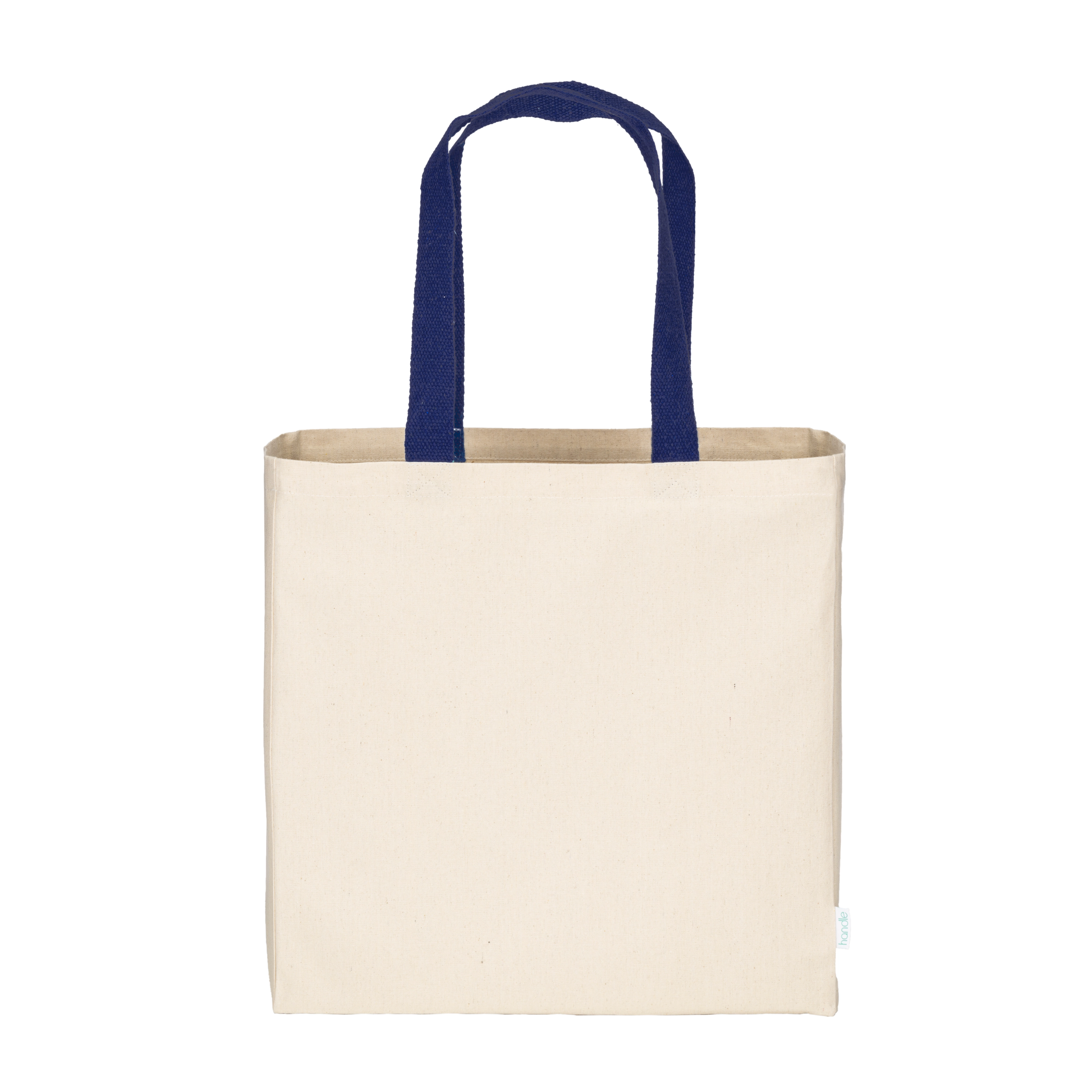 Immagine Mini borsa shopper in cotone riciclato da 340 g/m2 naturale con manici e base colorati