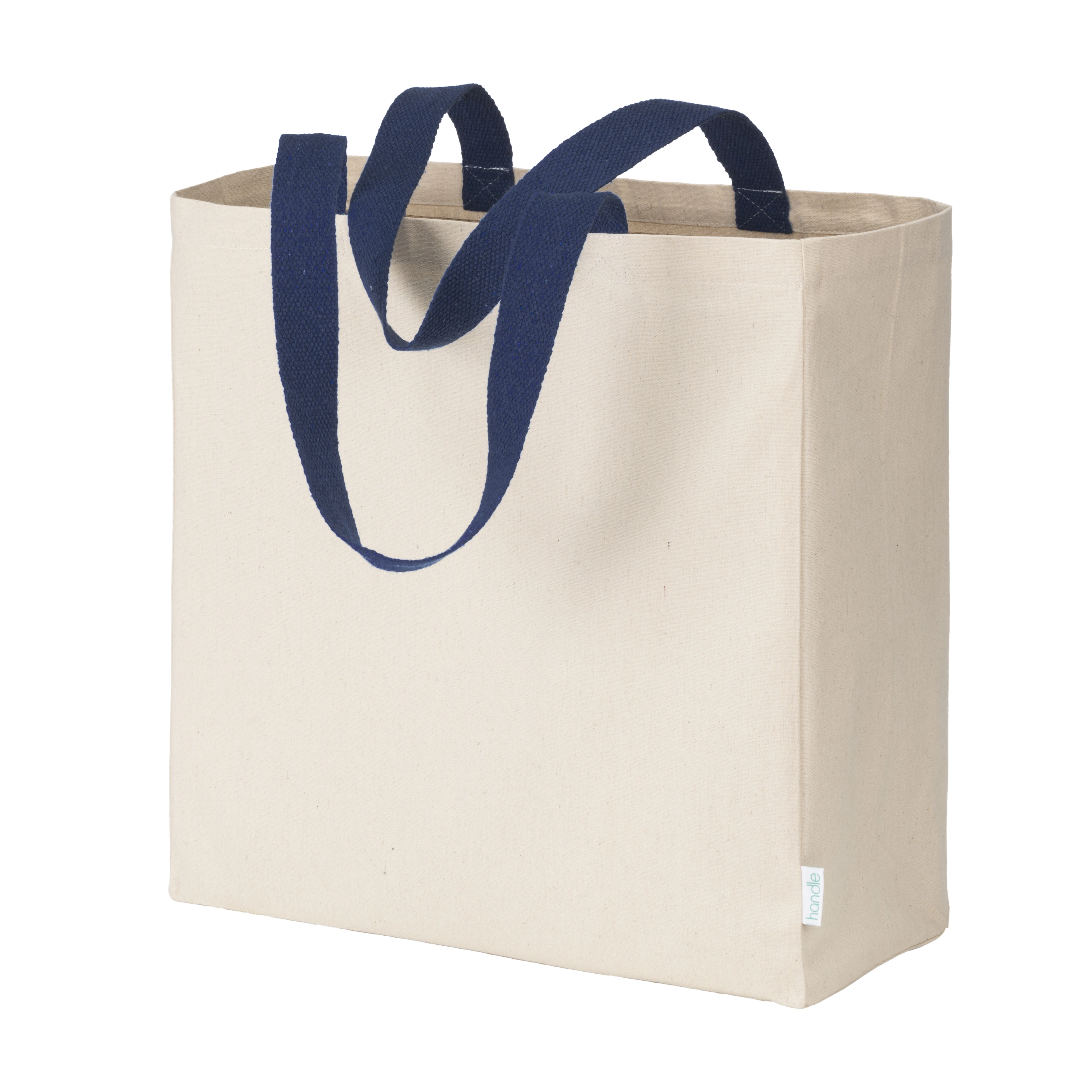 Immagine Mini borsa shopper in cotone riciclato da 340 g/m2 naturale con manici e base colorati
