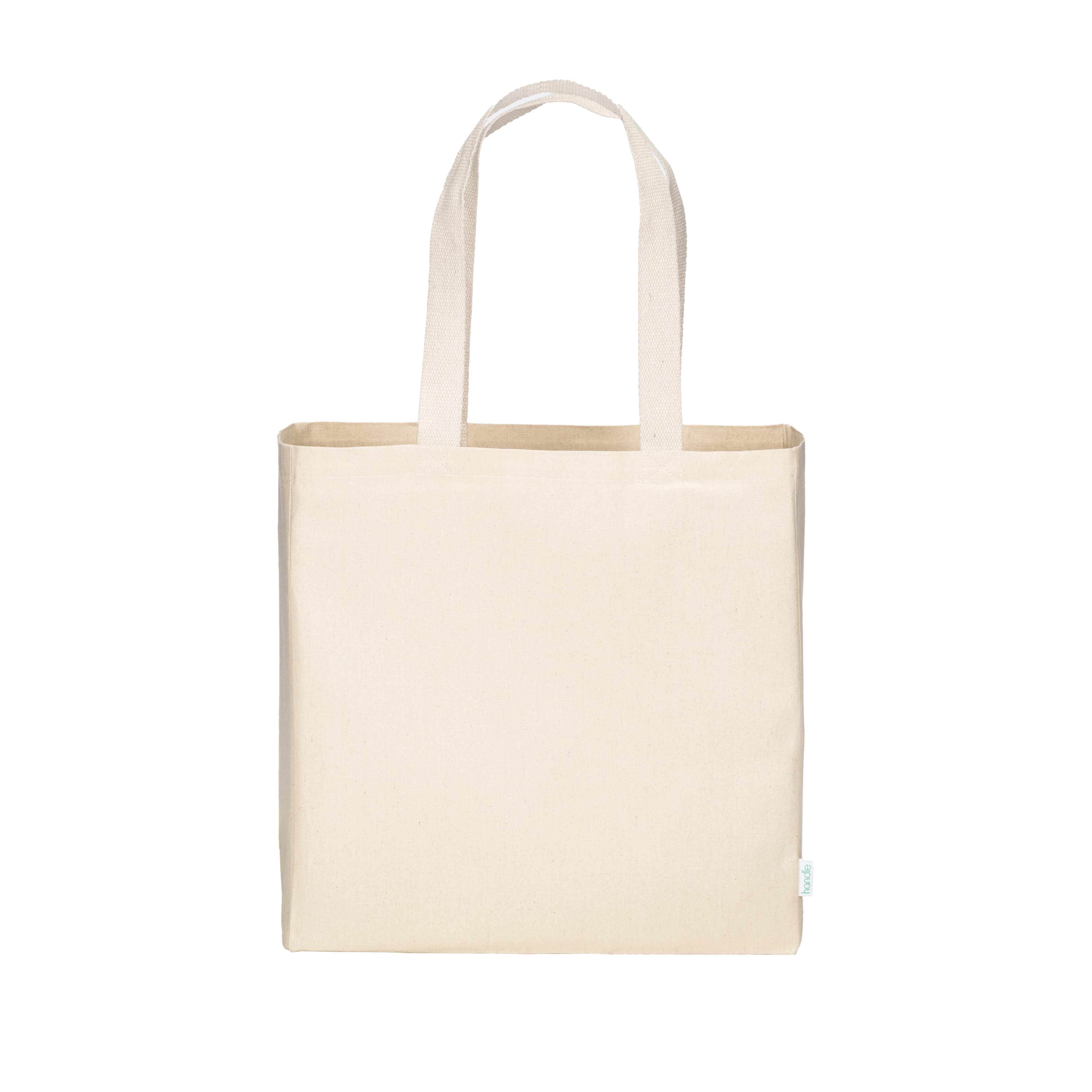 Immagine Mini borsa shopper in cotone riciclato da 340 g/m2 naturale con manici e base colorati