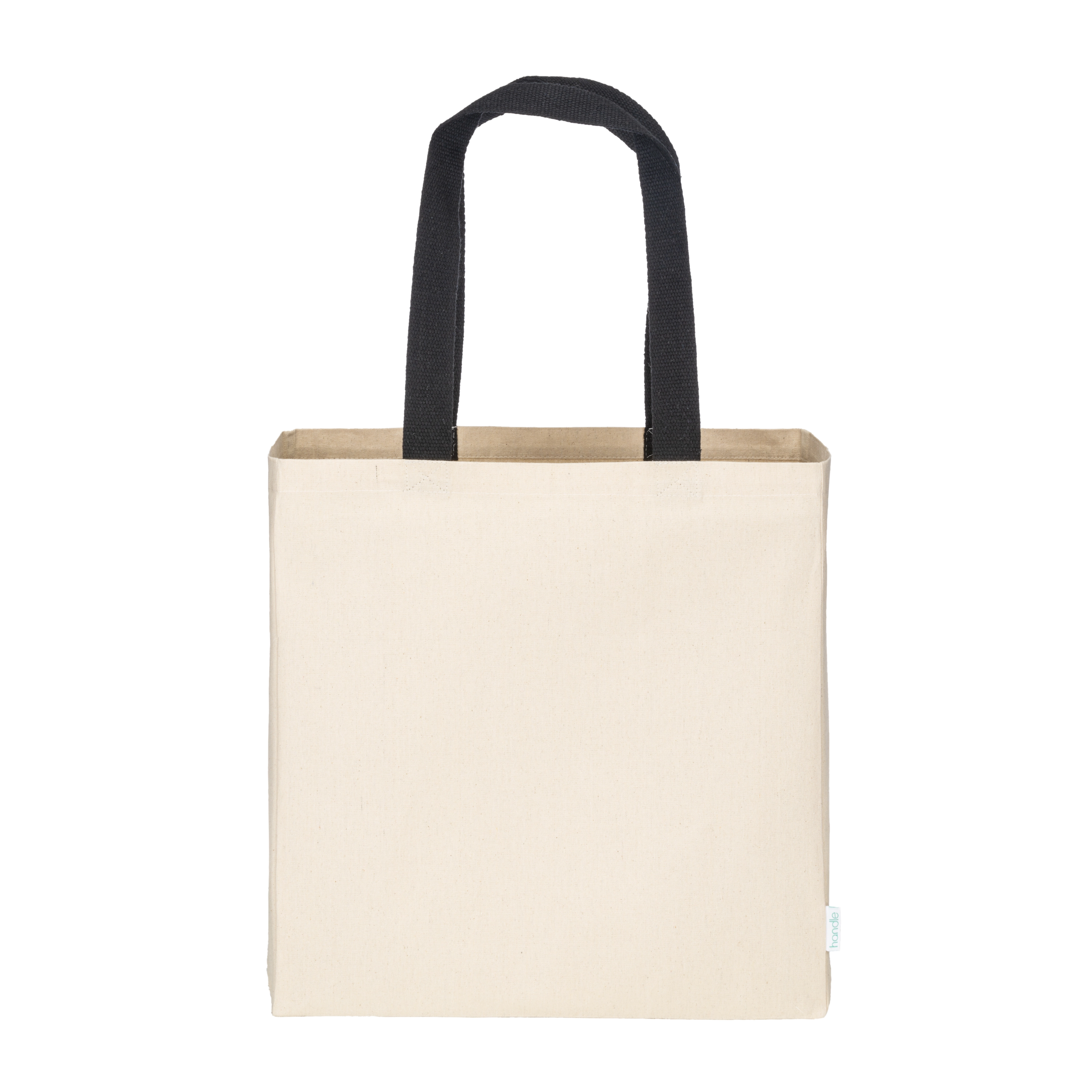 Immagine Mini borsa shopper in cotone riciclato da 340 g/m2 naturale con manici e base colorati