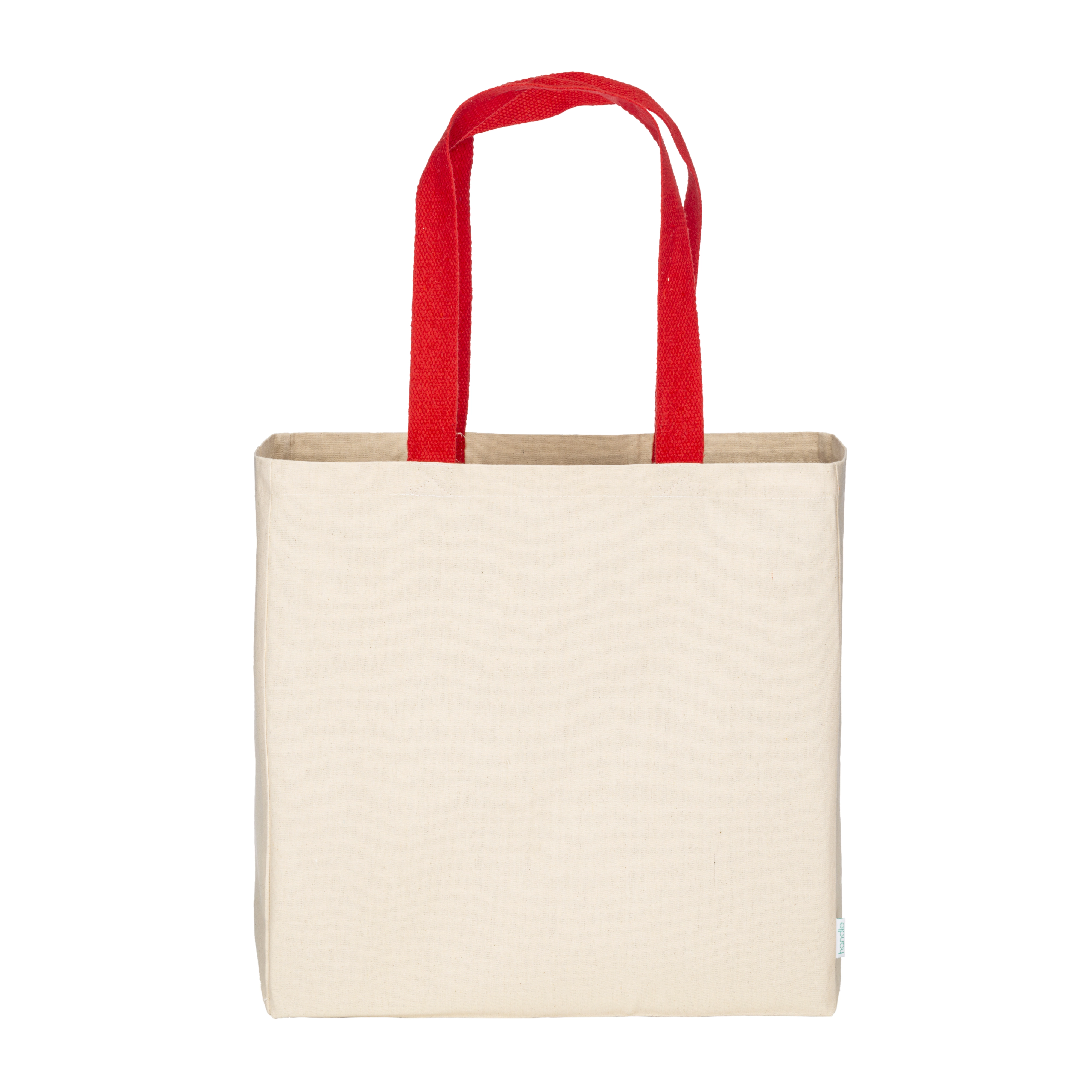 Immagine Mini borsa shopper in cotone riciclato da 340 g/m2 naturale con manici e base colorati