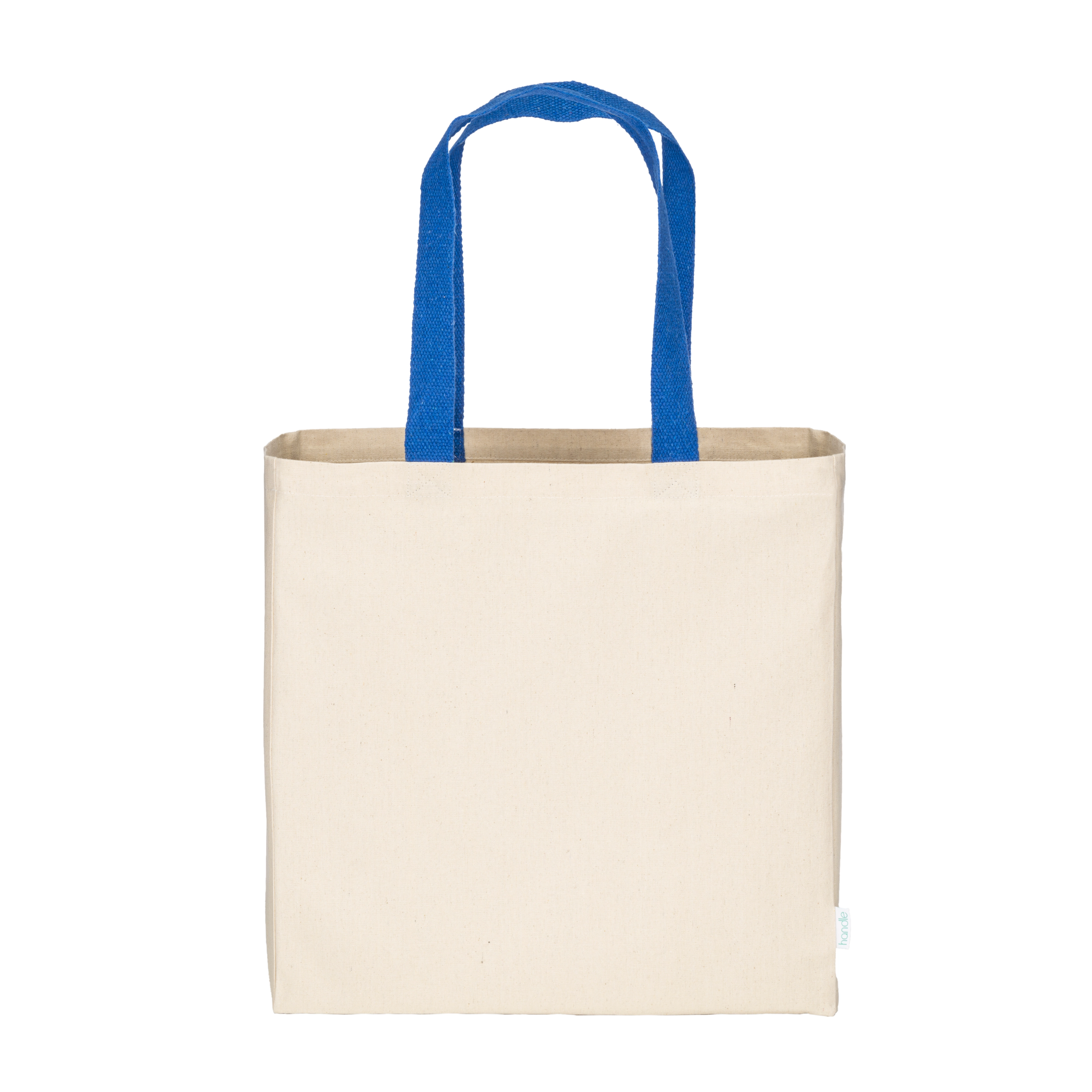 Immagine Mini borsa shopper in cotone riciclato da 340 g/m2 naturale con manici e base colorati