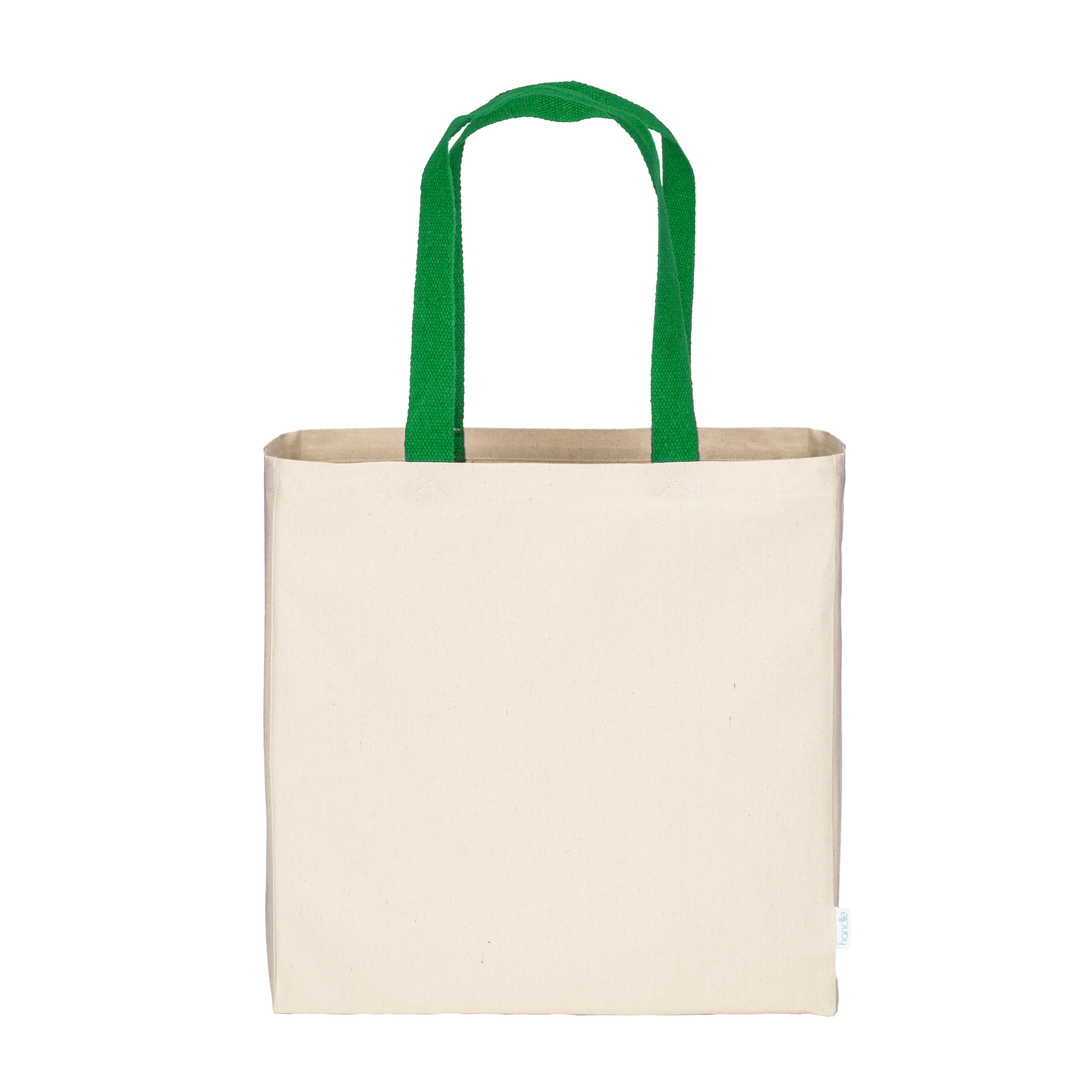 Immagine Mini borsa shopper in cotone riciclato da 340 g/m2 naturale con manici e base colorati