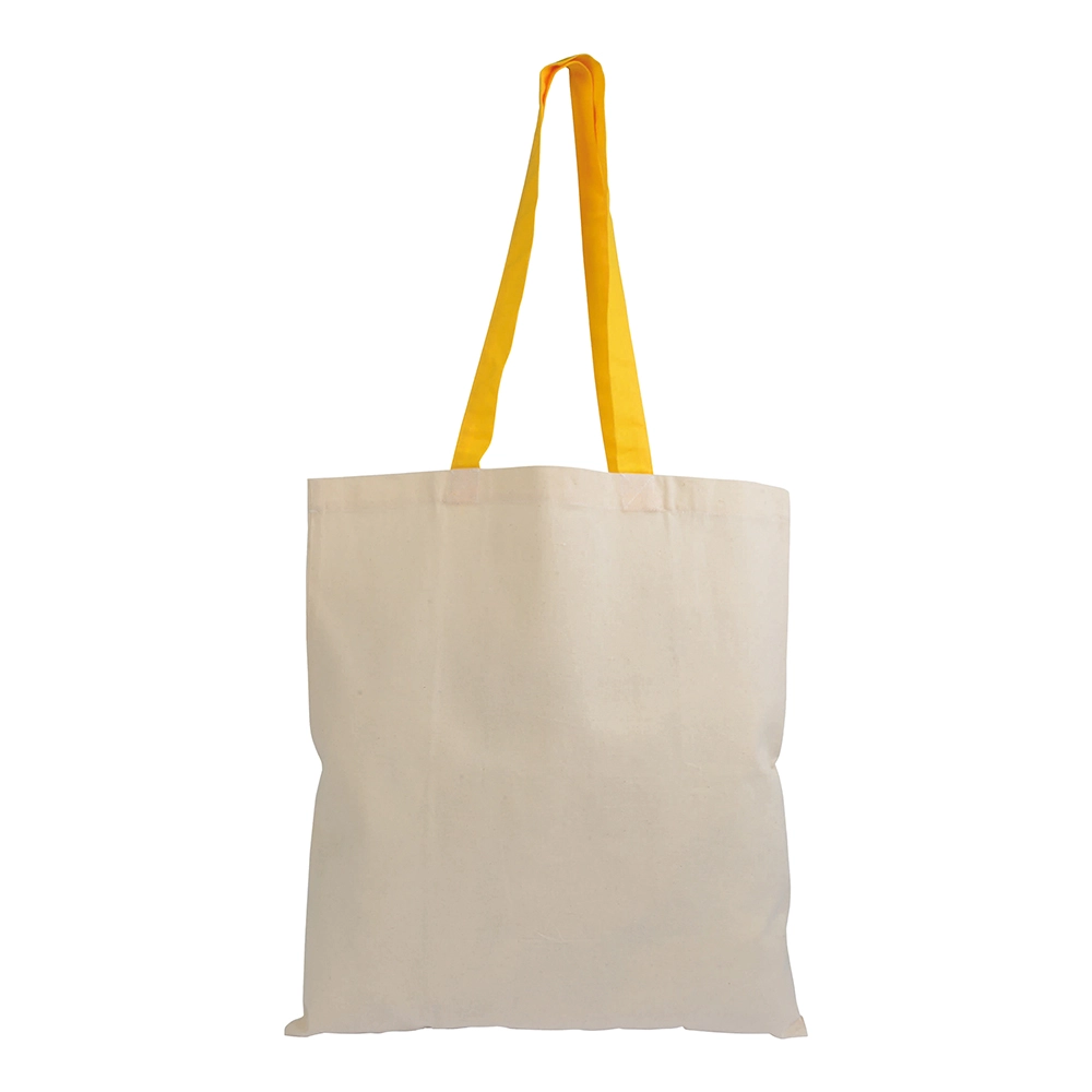 Immagine Borsa shopper in cotone riciclato da 140 g/m2 naturale con manici colorati