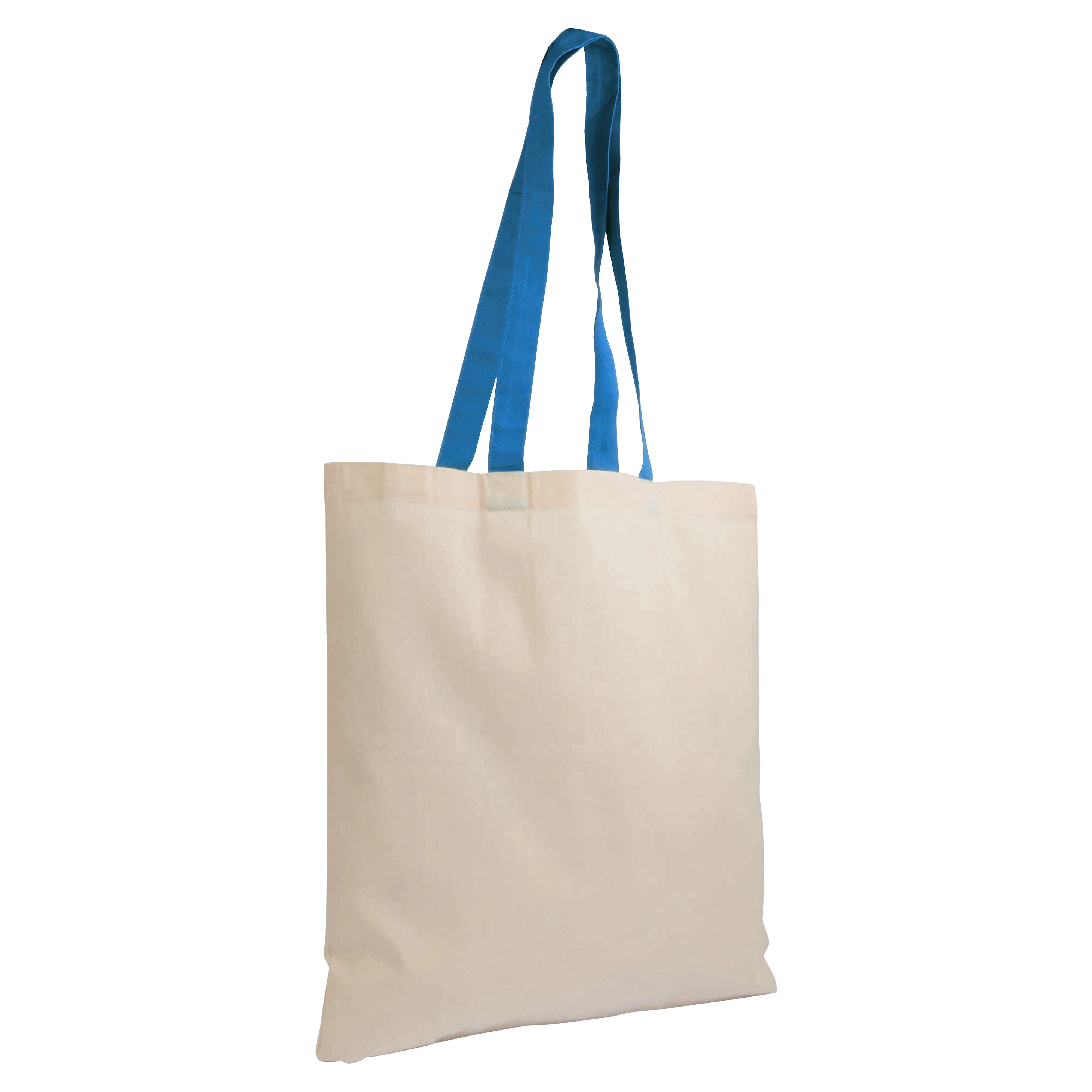 Immagine Borsa shopper in cotone riciclato da 140 g/m2 naturale con manici colorati