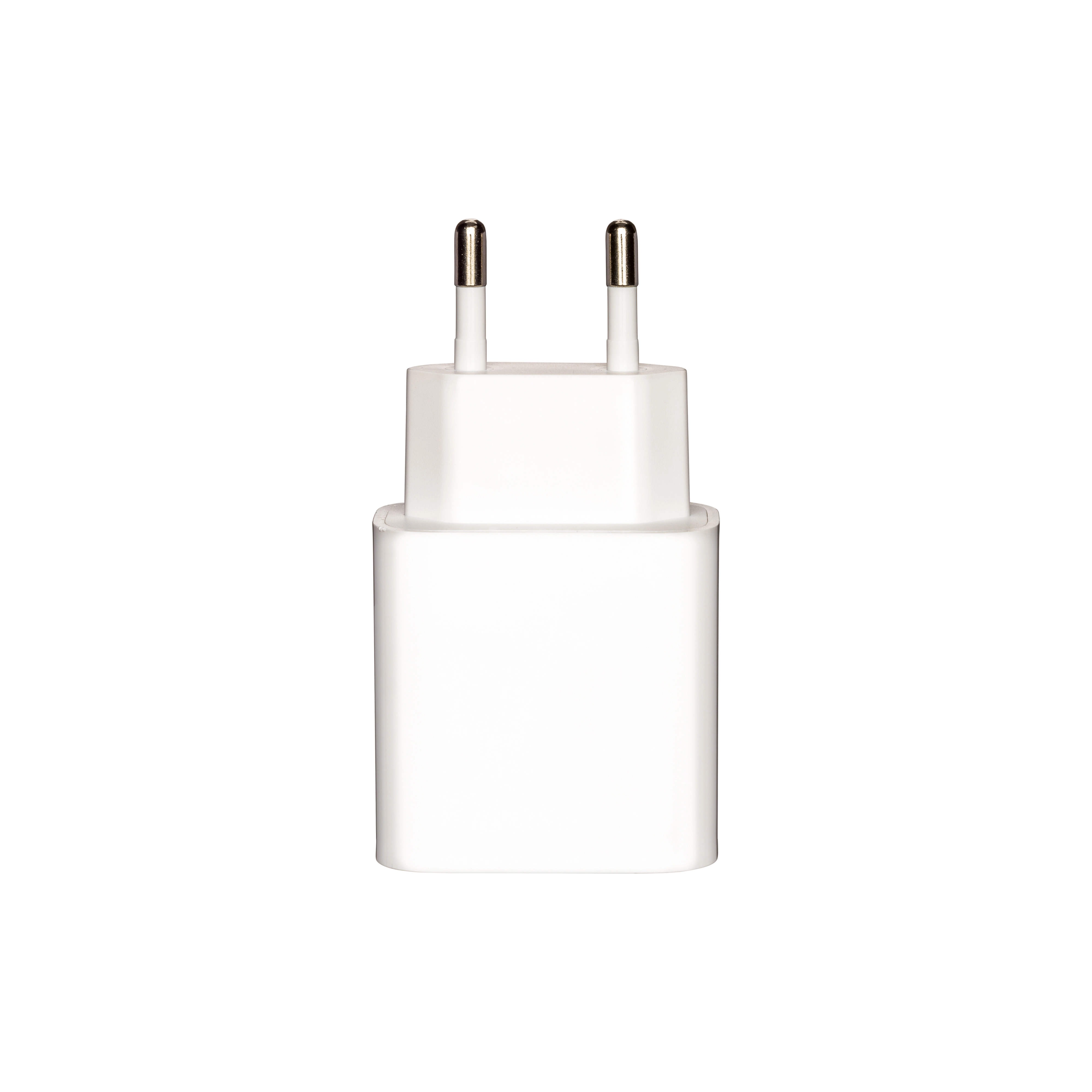 Immagine Caricabatterie USB in ABS con 1 porta USB A e 1 porta USB-C. spina europea a 2 poli