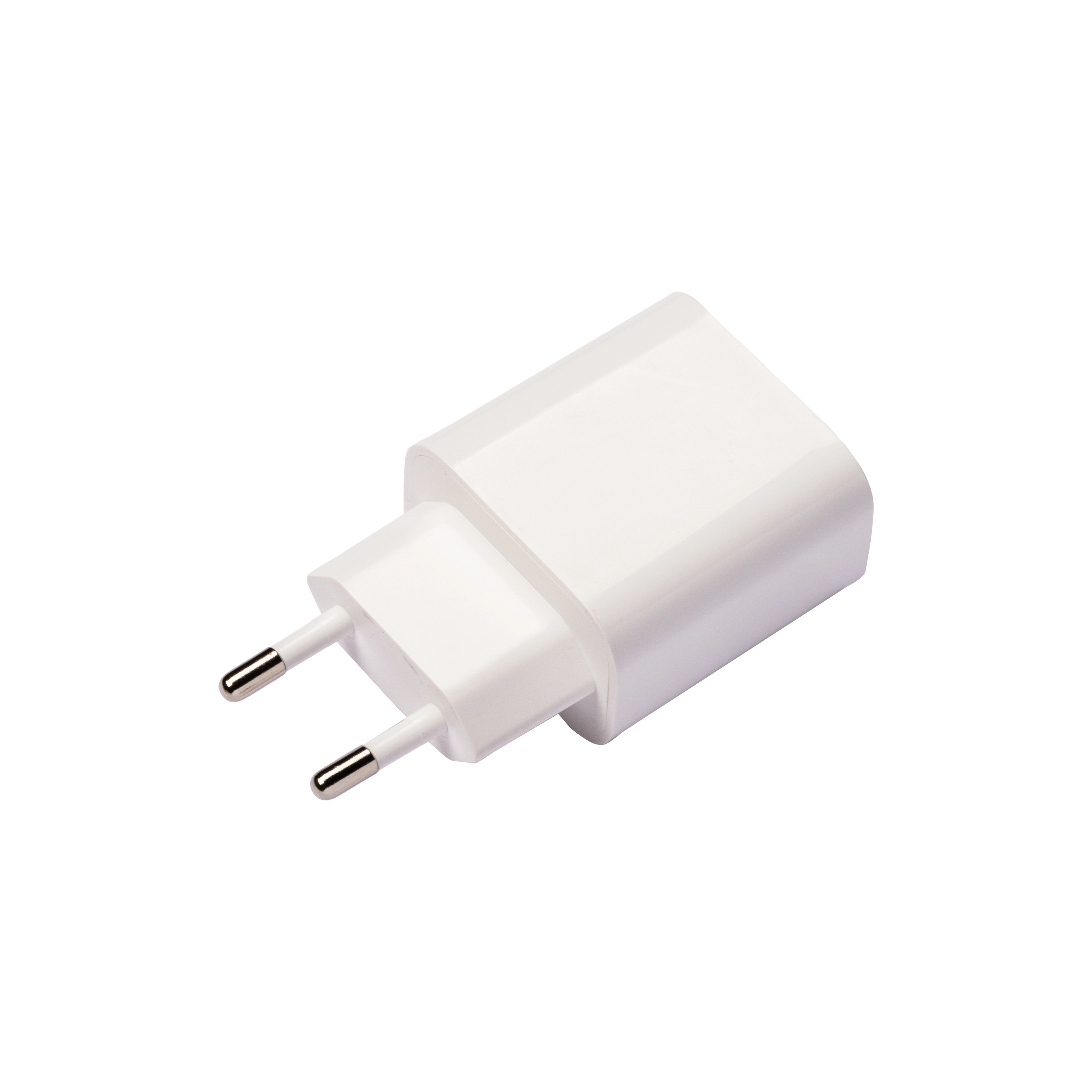 Immagine Caricabatterie USB in ABS con 1 porta USB A e 1 porta USB-C. spina europea a 2 poli