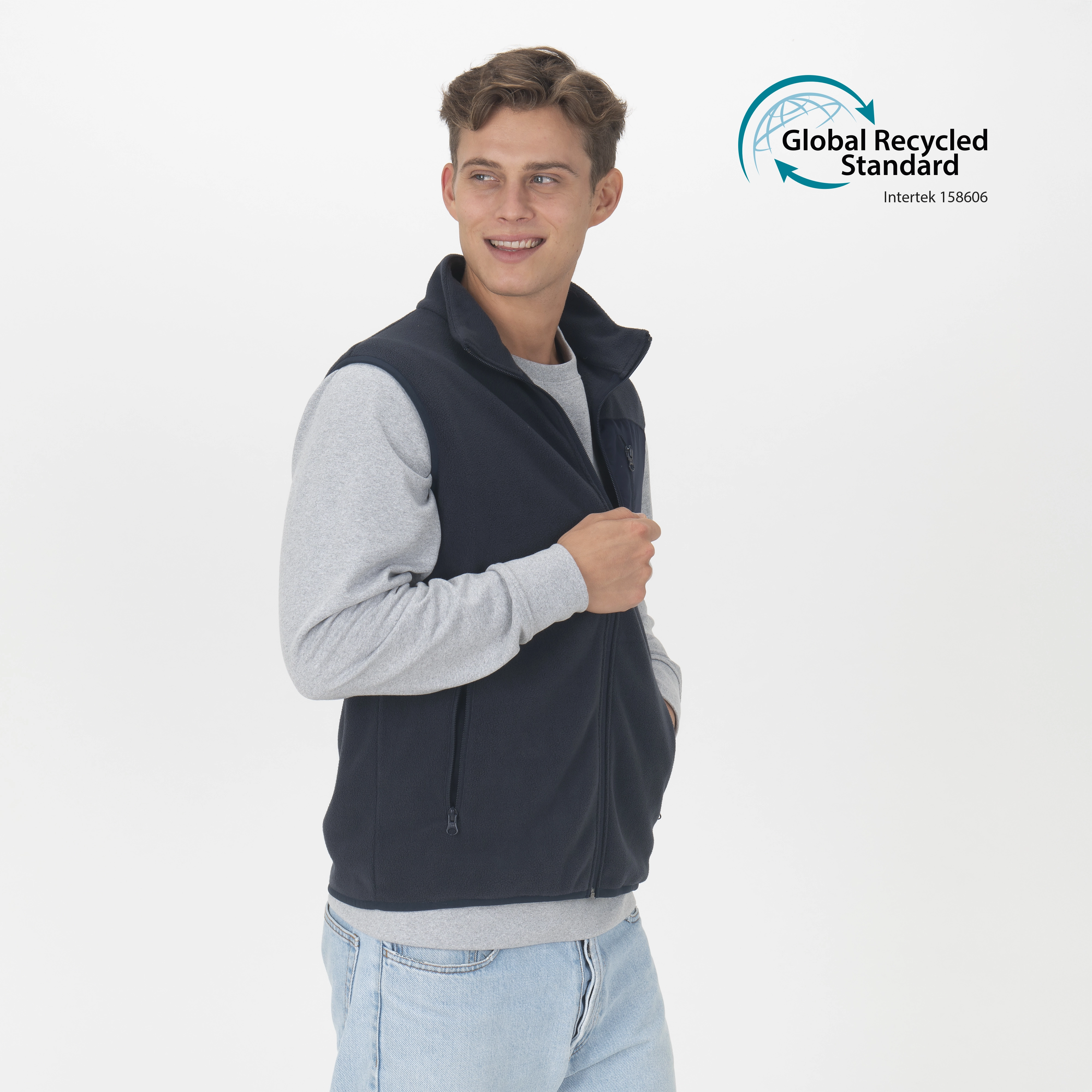 Immagine Smanicato in micropile unisex in tessuto 100% rigenerato da 240 g/m2 (100% poliestere ric.