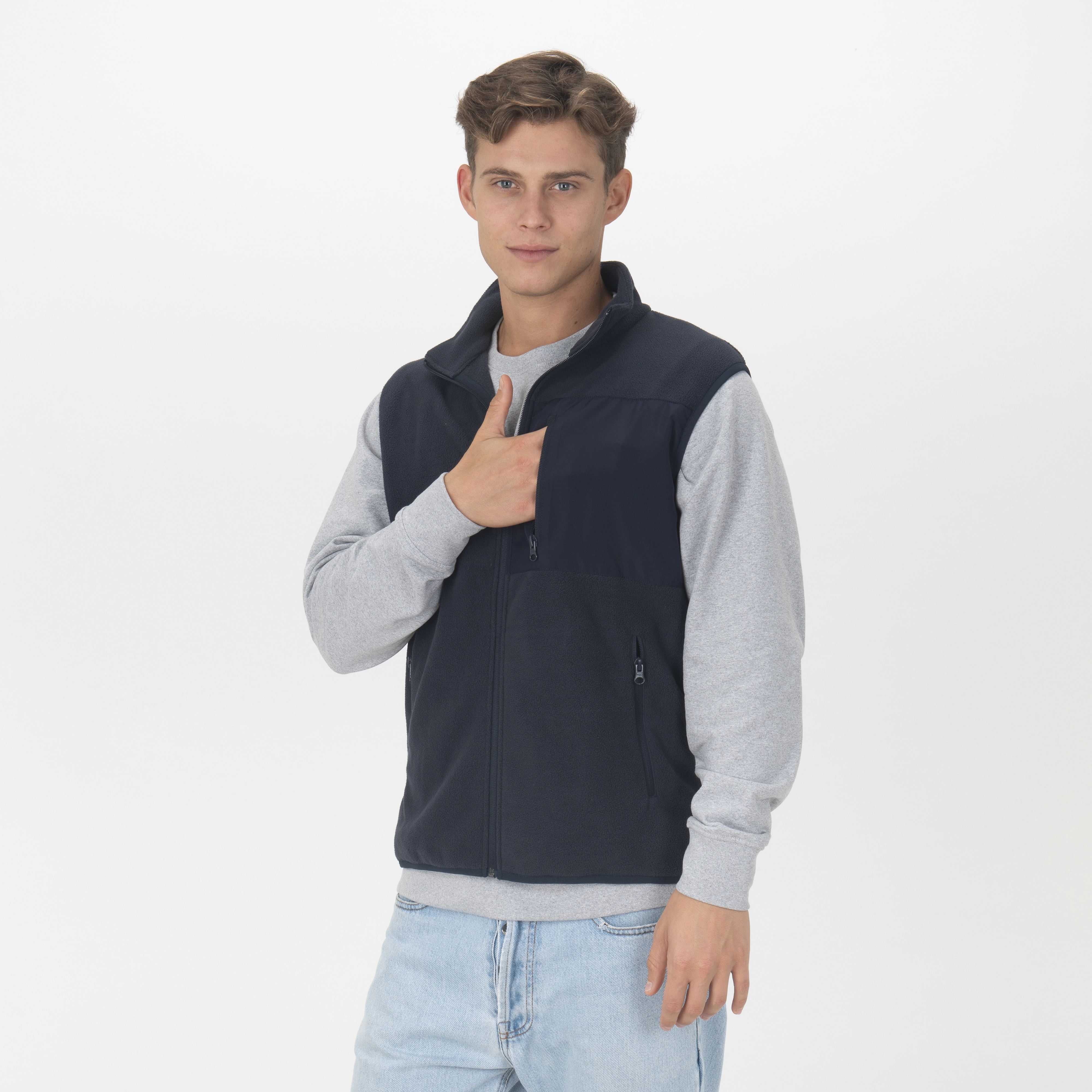 Immagine Smanicato in micropile unisex in tessuto 100% rigenerato da 240 g/m2 (100% poliestere ric.