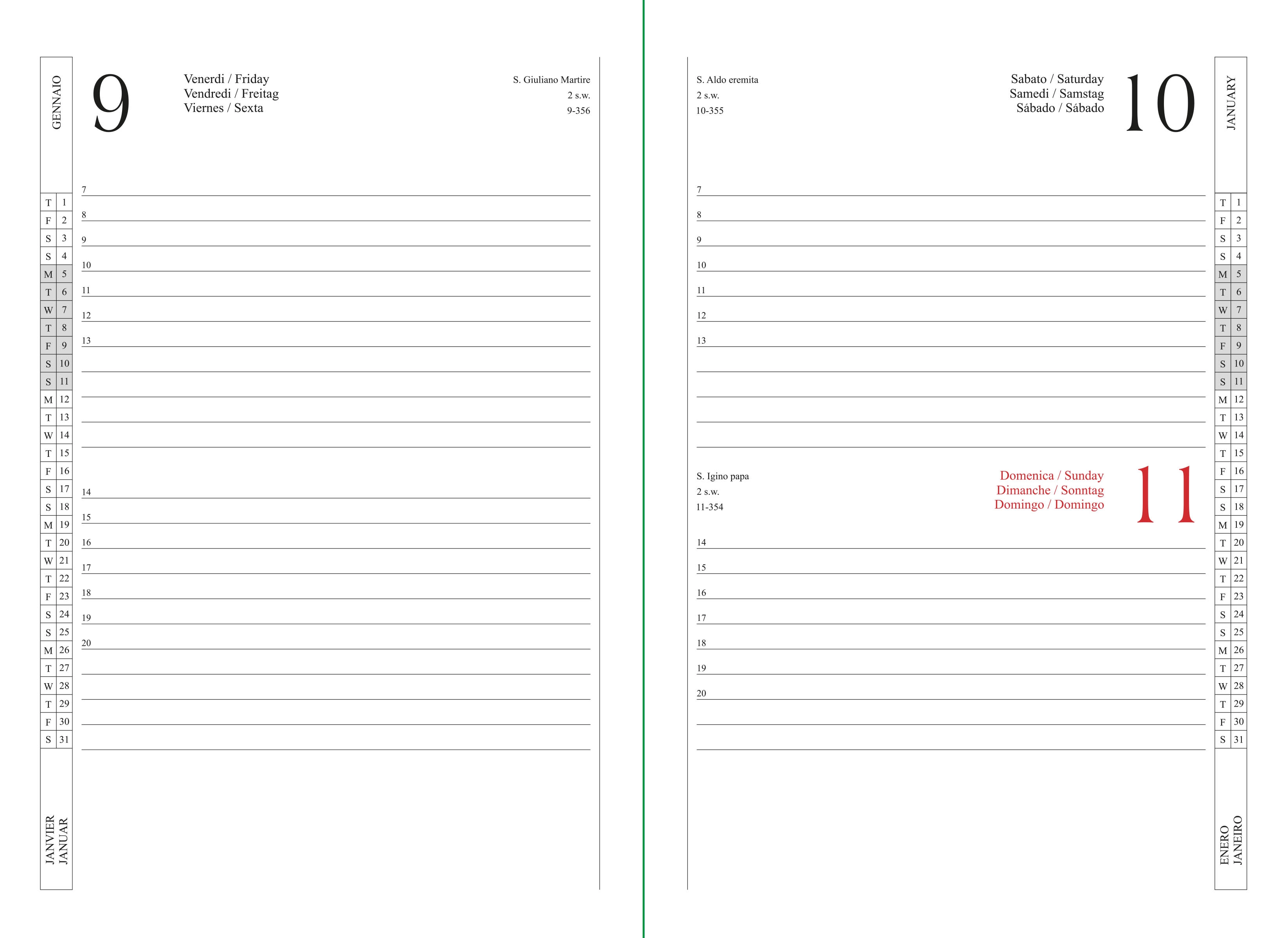 Immagine Agenda giornaliera 2026, copertina rigida in PU termovirante con impuntura perimetrale