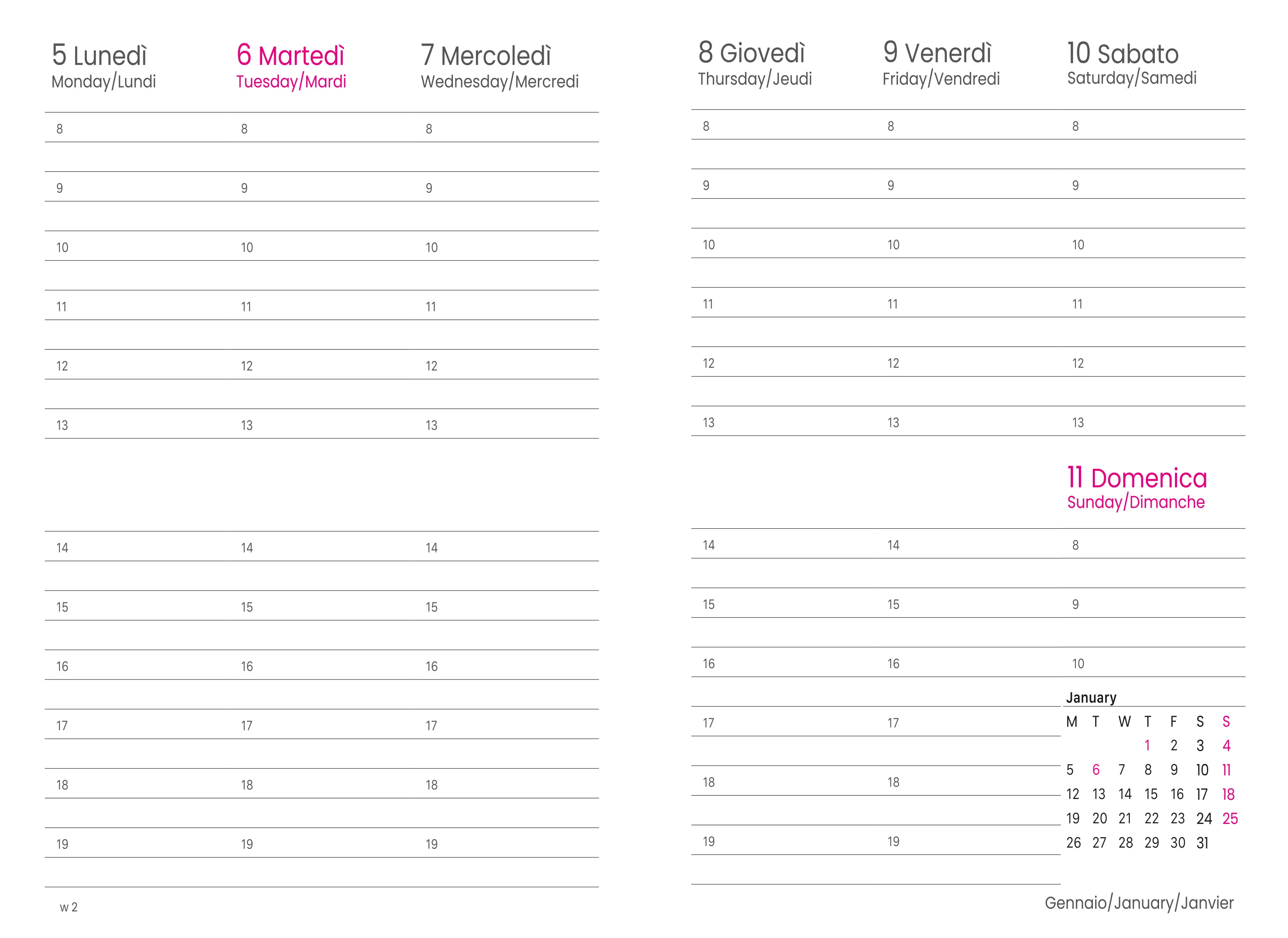Immagine Agenda settimanale 2026 con copertina rigida in PU