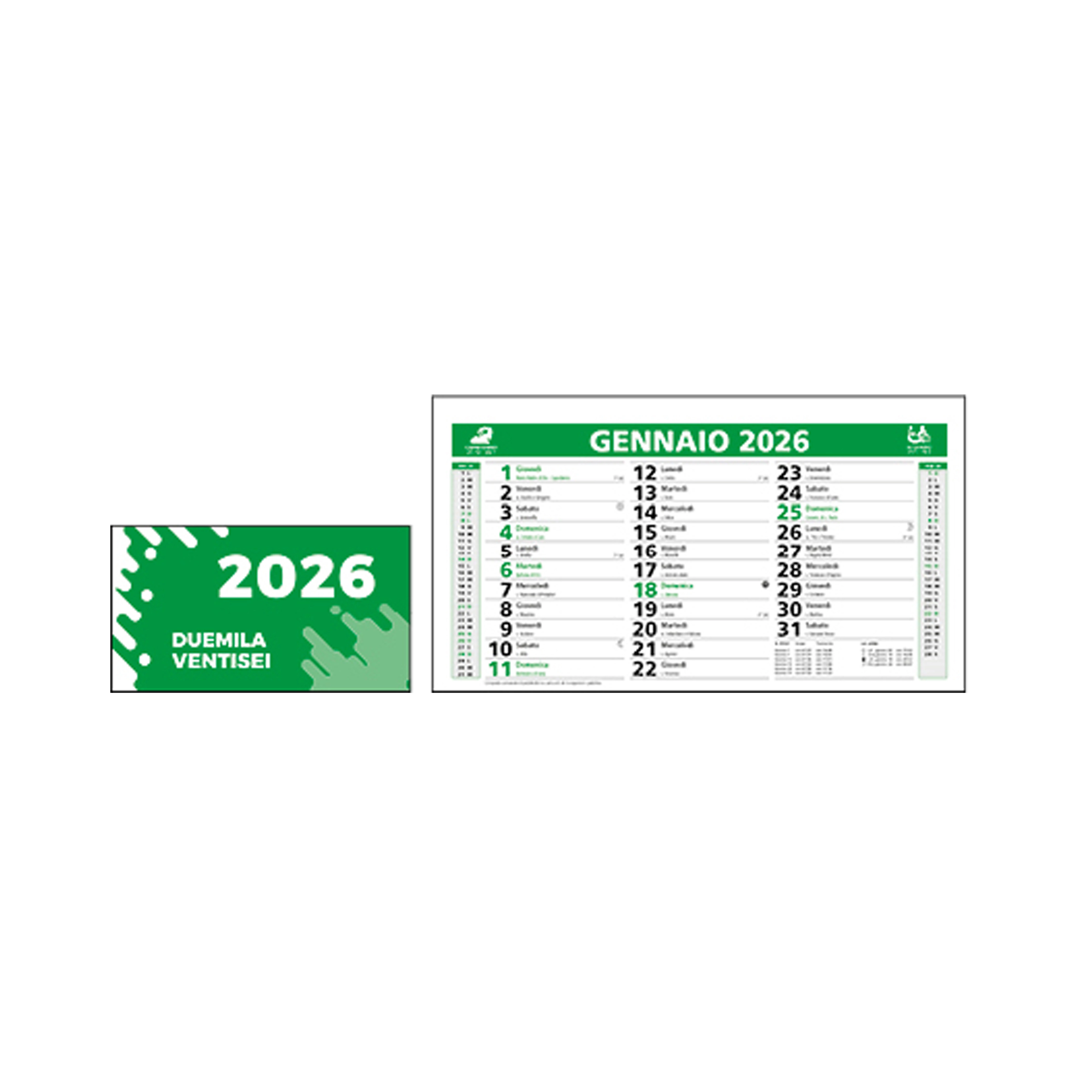 Immagine Calendario 2026 da tavolo mensile bicolore, 13 fogli su carta patinata opaca