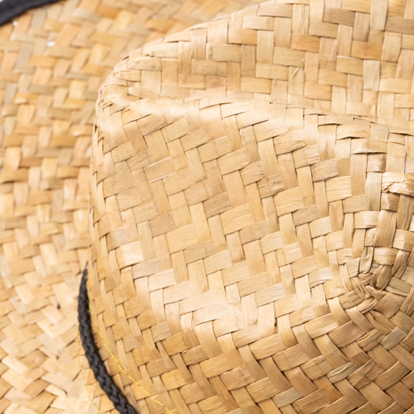 Immagine Cappello in paglia naturale con bordo in poliestere - Mundak