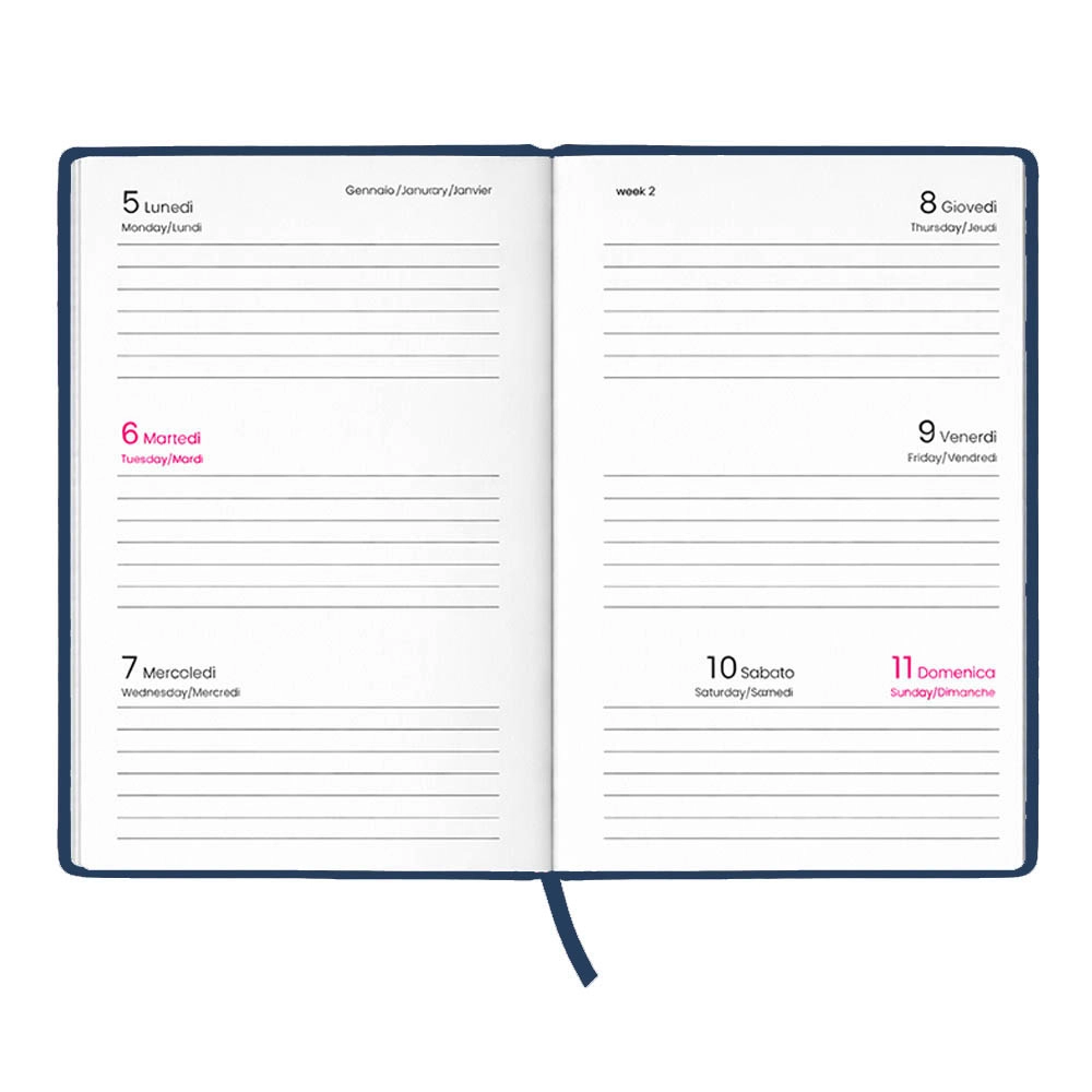Immagine Agenda tascabile settimanale 2027. Copertina rigida in cartoncino laminato opaco