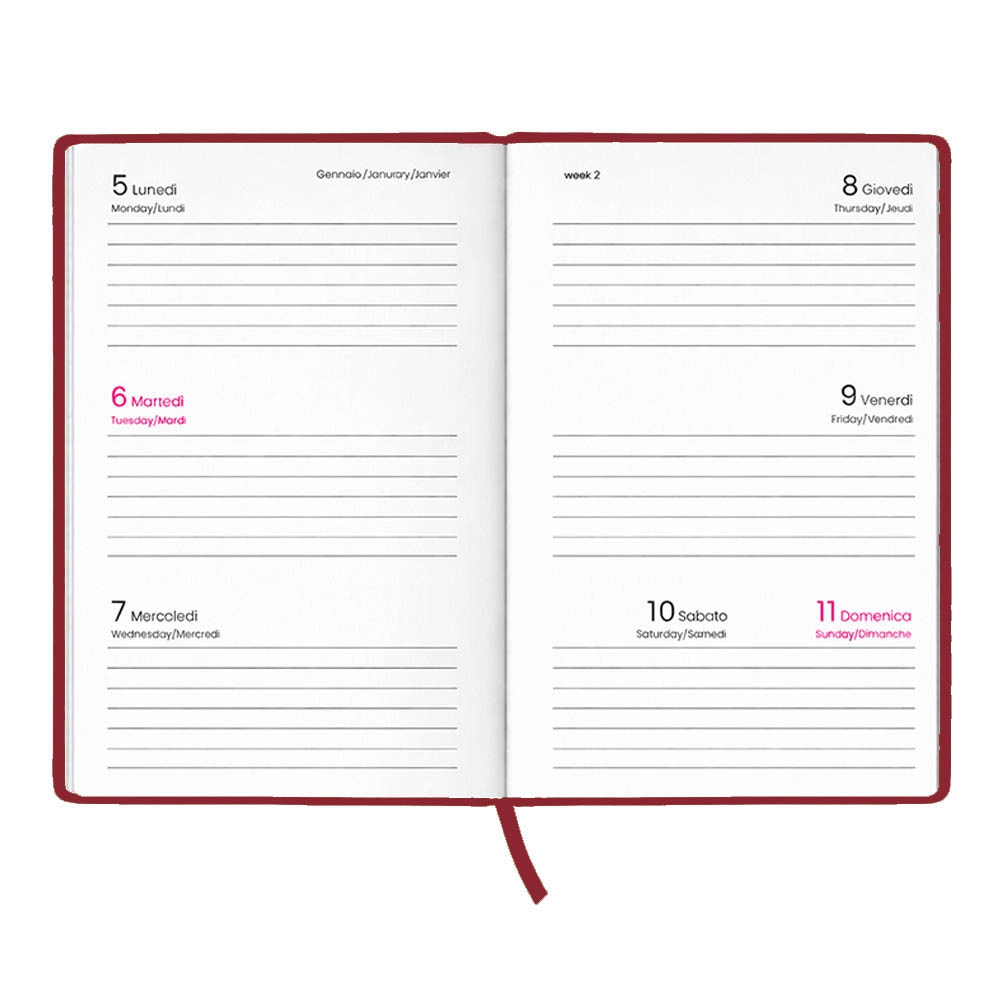 Immagine Agenda tascabile settimanale 2027. Copertina rigida in cartoncino laminato opaco