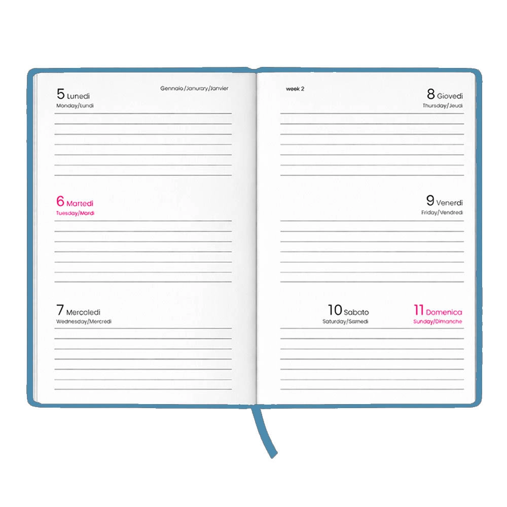 Immagine Agenda tascabile settimanale 2027. Copertina rigida in cartoncino laminato opaco