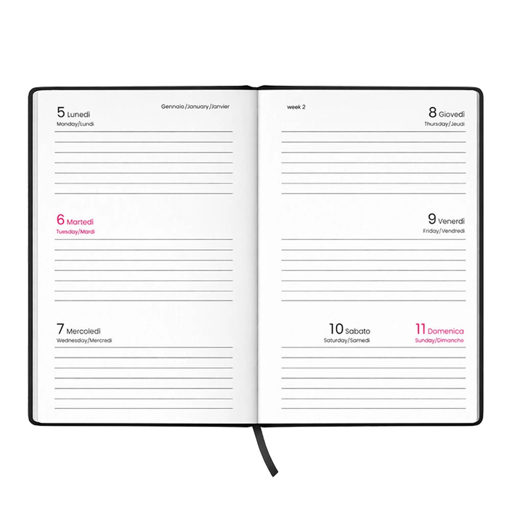 Immagine Agenda tascabile settimanale 2027. Copertina rigida in cartoncino laminato opaco