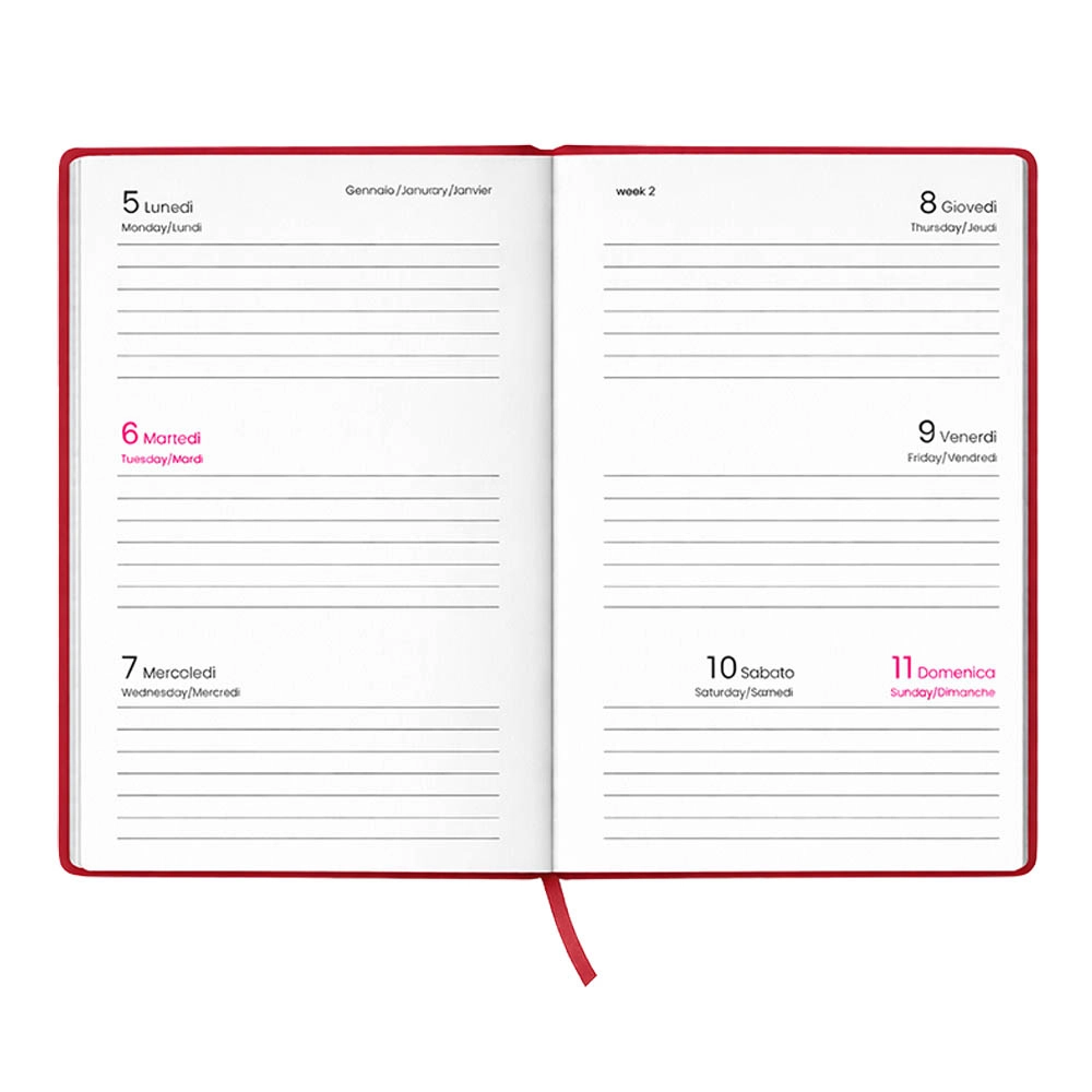 Immagine Agenda tascabile settimanale 2027. Copertina rigida in cartoncino laminato opaco