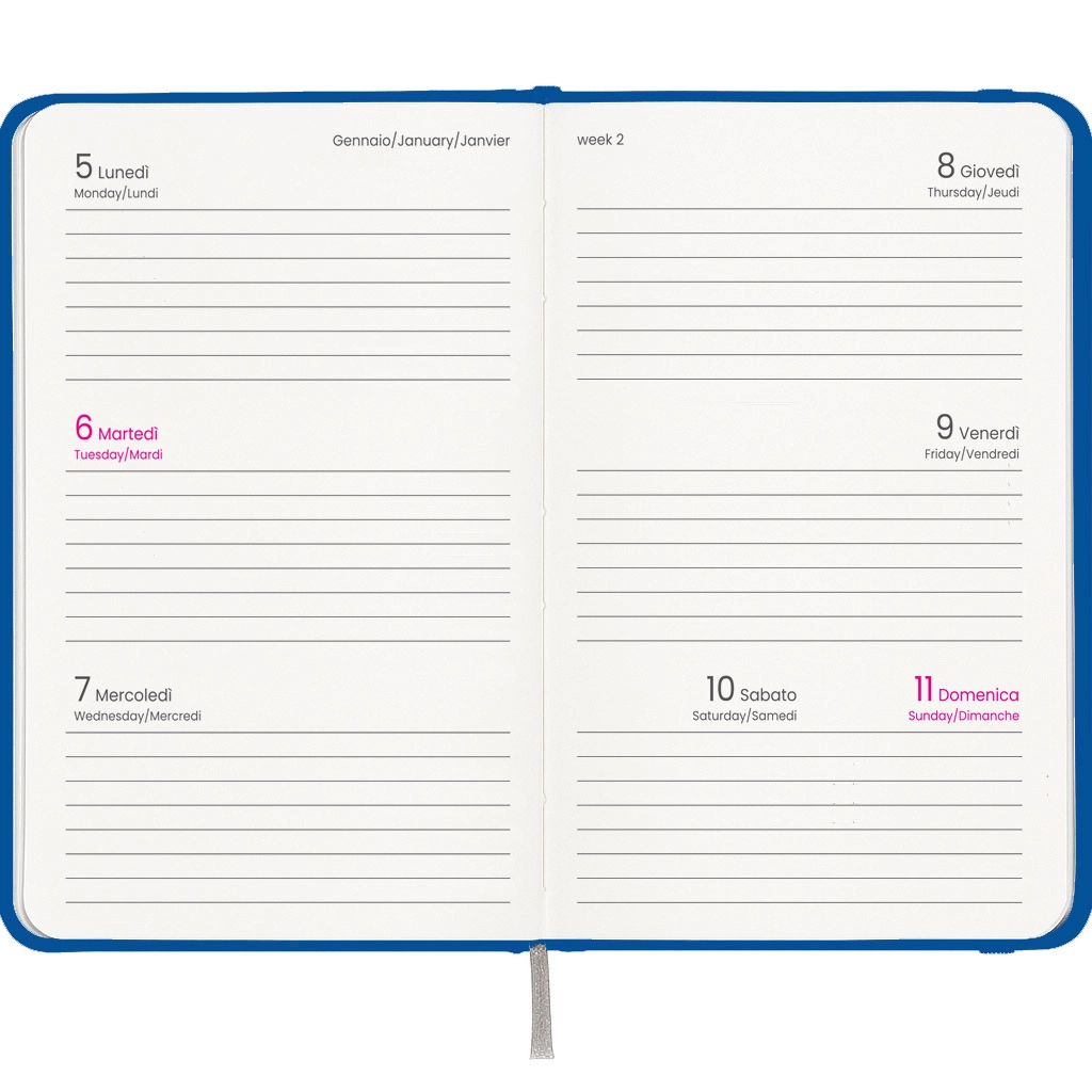 Immagine Agenda tascabile settimanale 2027. Copertina rigida in cartoncino laminato opaco