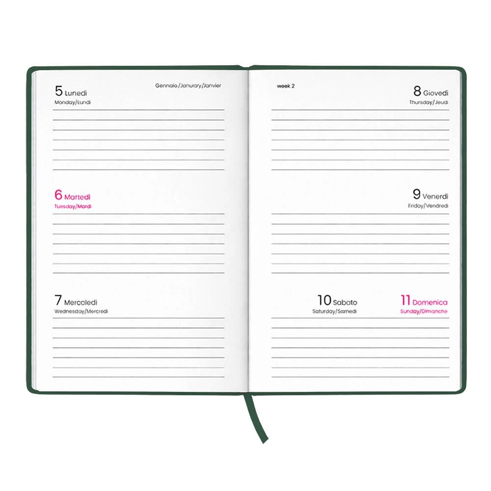 Immagine Agenda tascabile settimanale 2027. Copertina rigida in cartoncino laminato opaco
