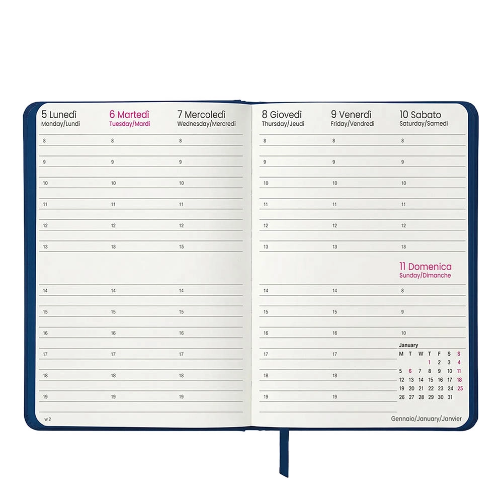 Immagine Agenda settimanale 2027. Copertina rigida in termo PU e bordo pagine colorato