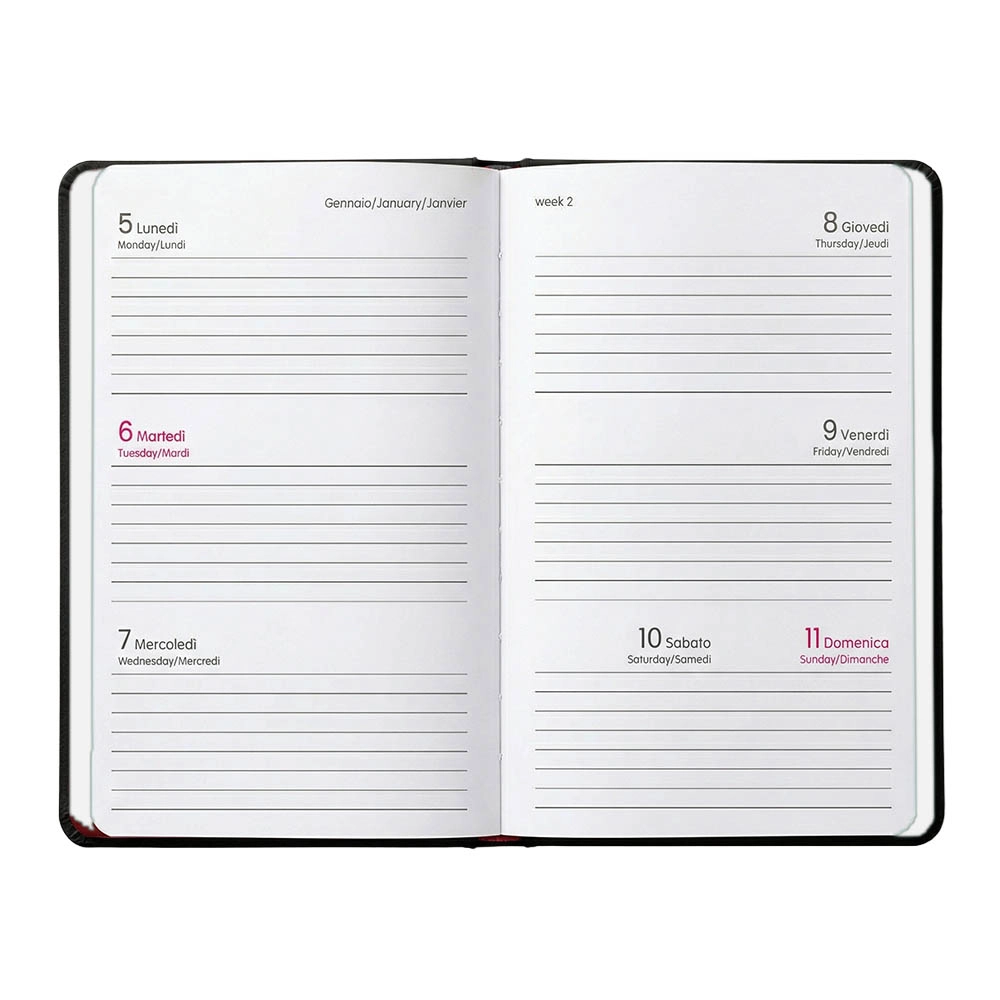 Immagine Agenda tascabile settimanale 2027. Copertina flessibile in soft PU e bordo pagine colorato