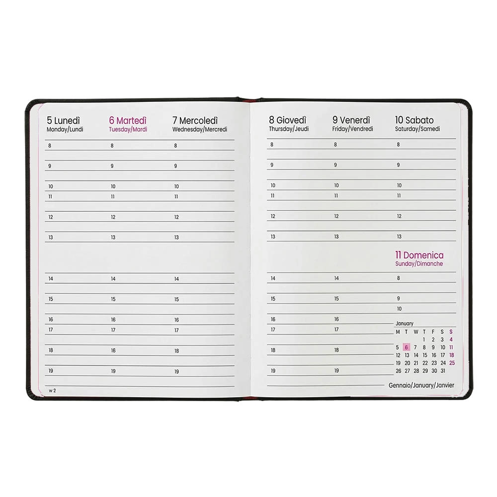Immagine Agenda settimanale 2027. Copertina flessibile in soft PU e bordo pagine colorato