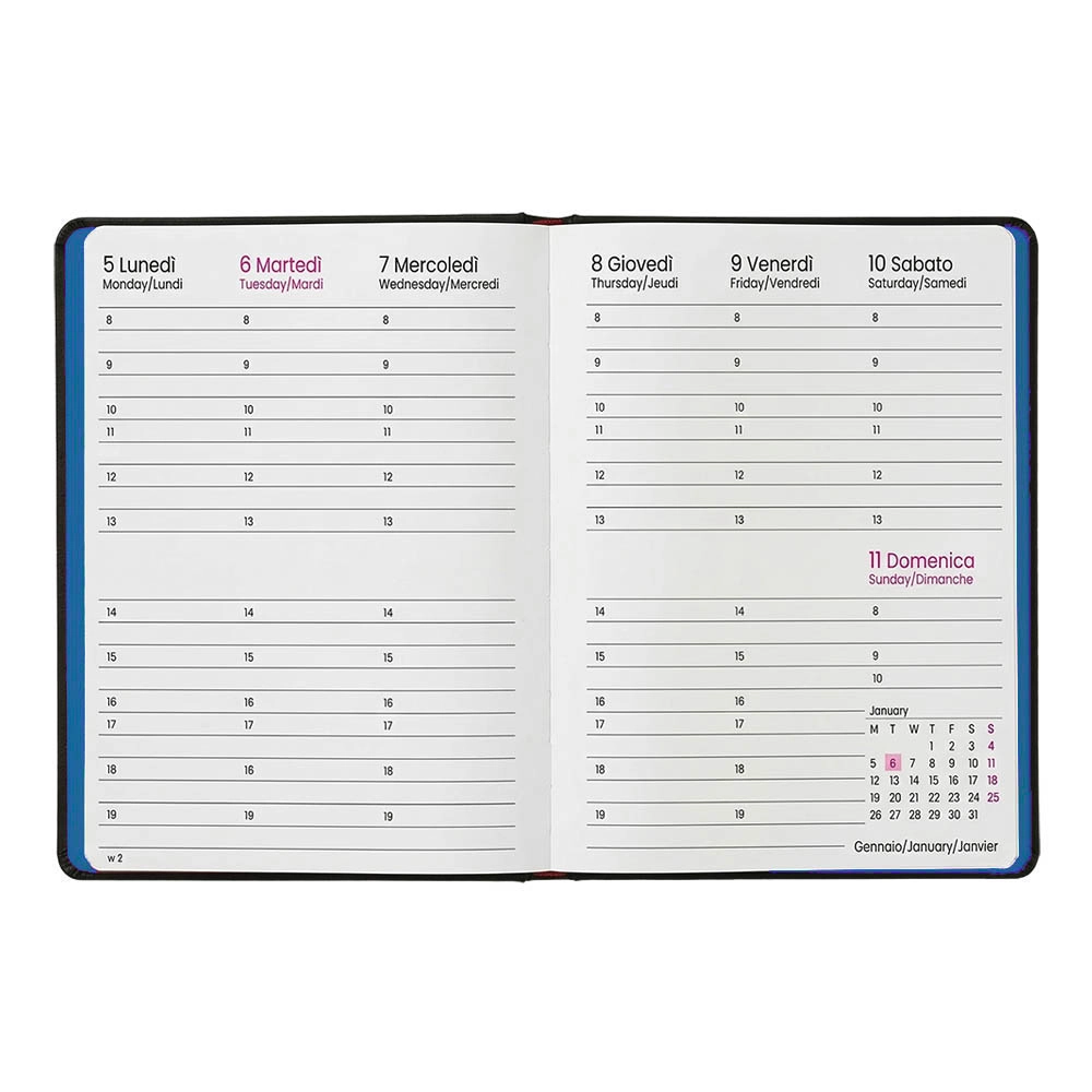 Immagine Agenda settimanale 2027. Copertina flessibile in soft PU e bordo pagine colorato