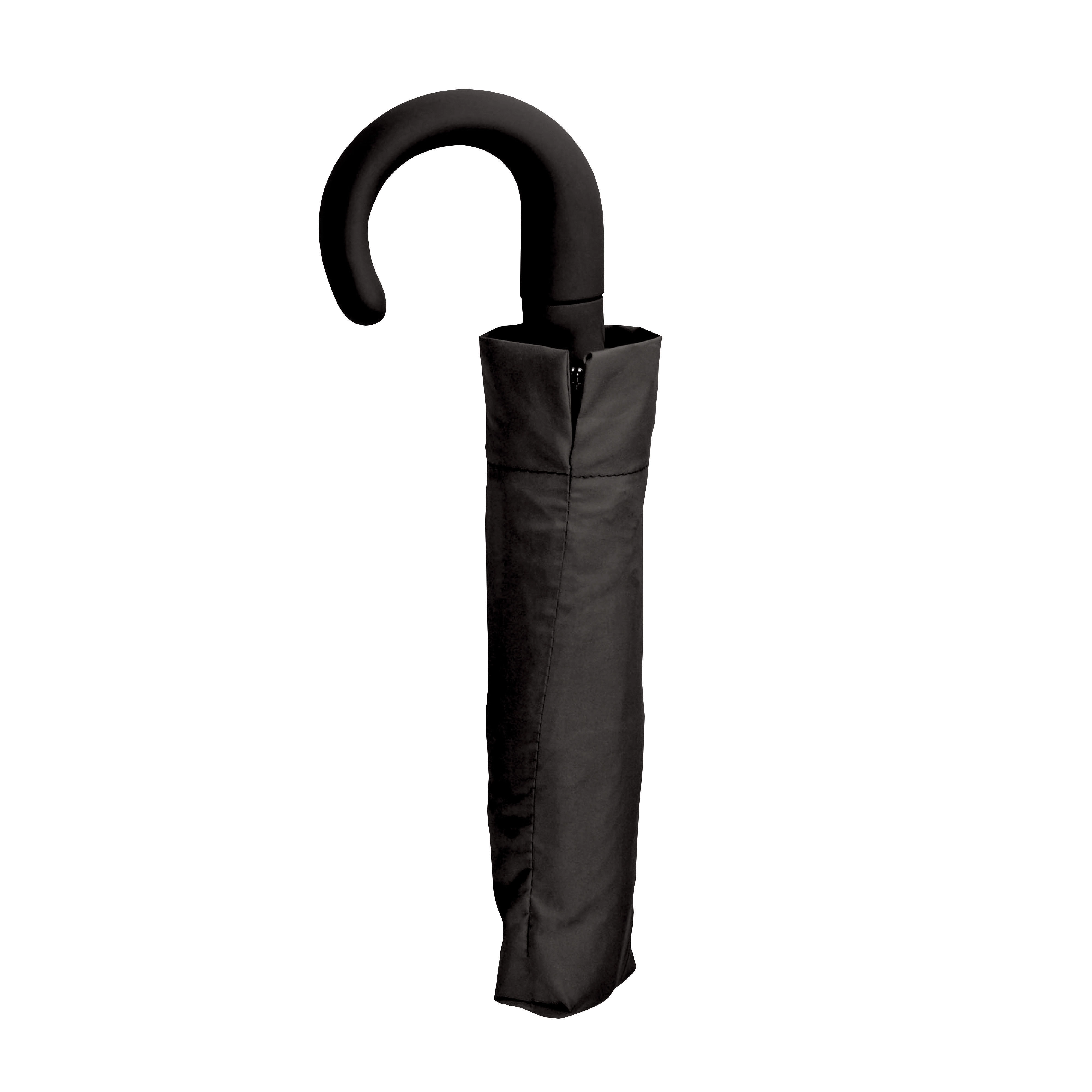 Immagine Mini ombrello automatico con manico curvo gommato e astuccio in tinta