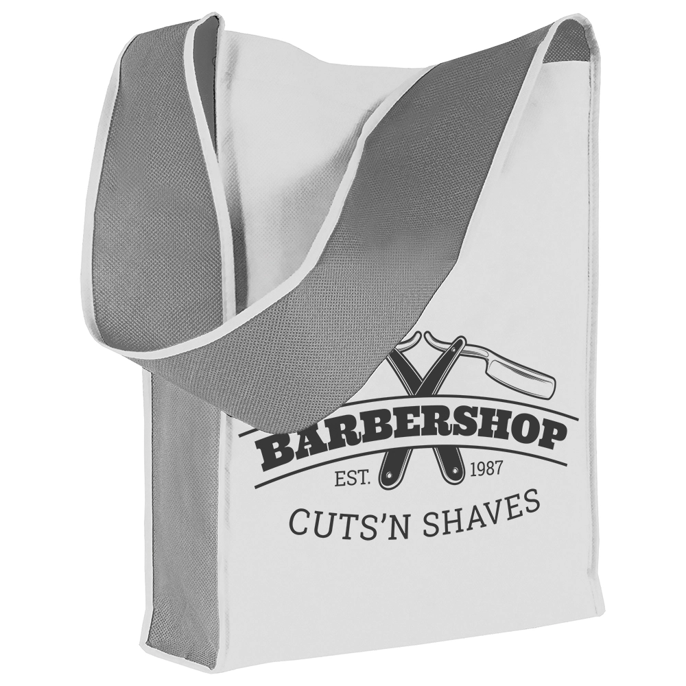 Immagine Shopper bicolore in TNT, tracolla e soffietto