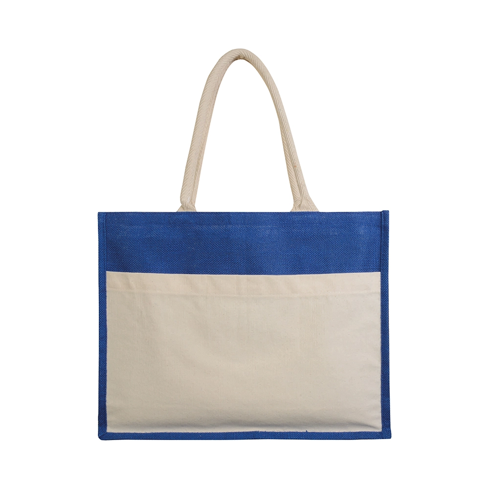 Immagine Shopper con soffietto in Juta con interno cerato, manici e tasca esterna