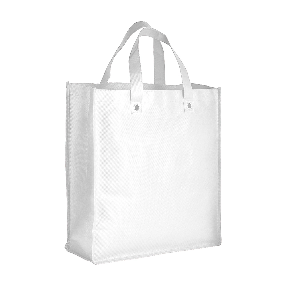 Immagine Shopper ripiegabile con soffietto in TNT 80g/m2 cucito, manici corti