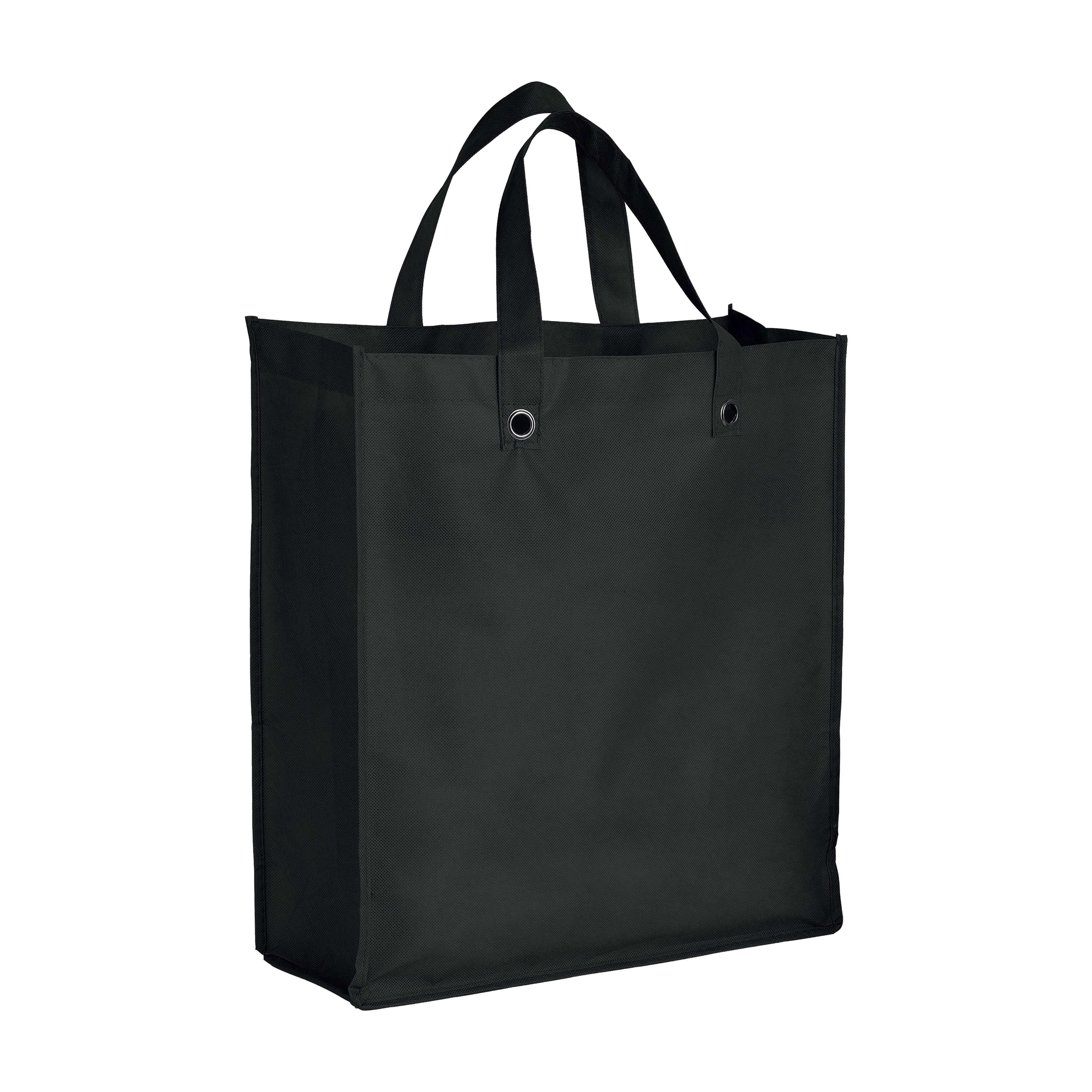 Immagine Shopper ripiegabile con soffietto in TNT 80g/m2 cucito, manici corti