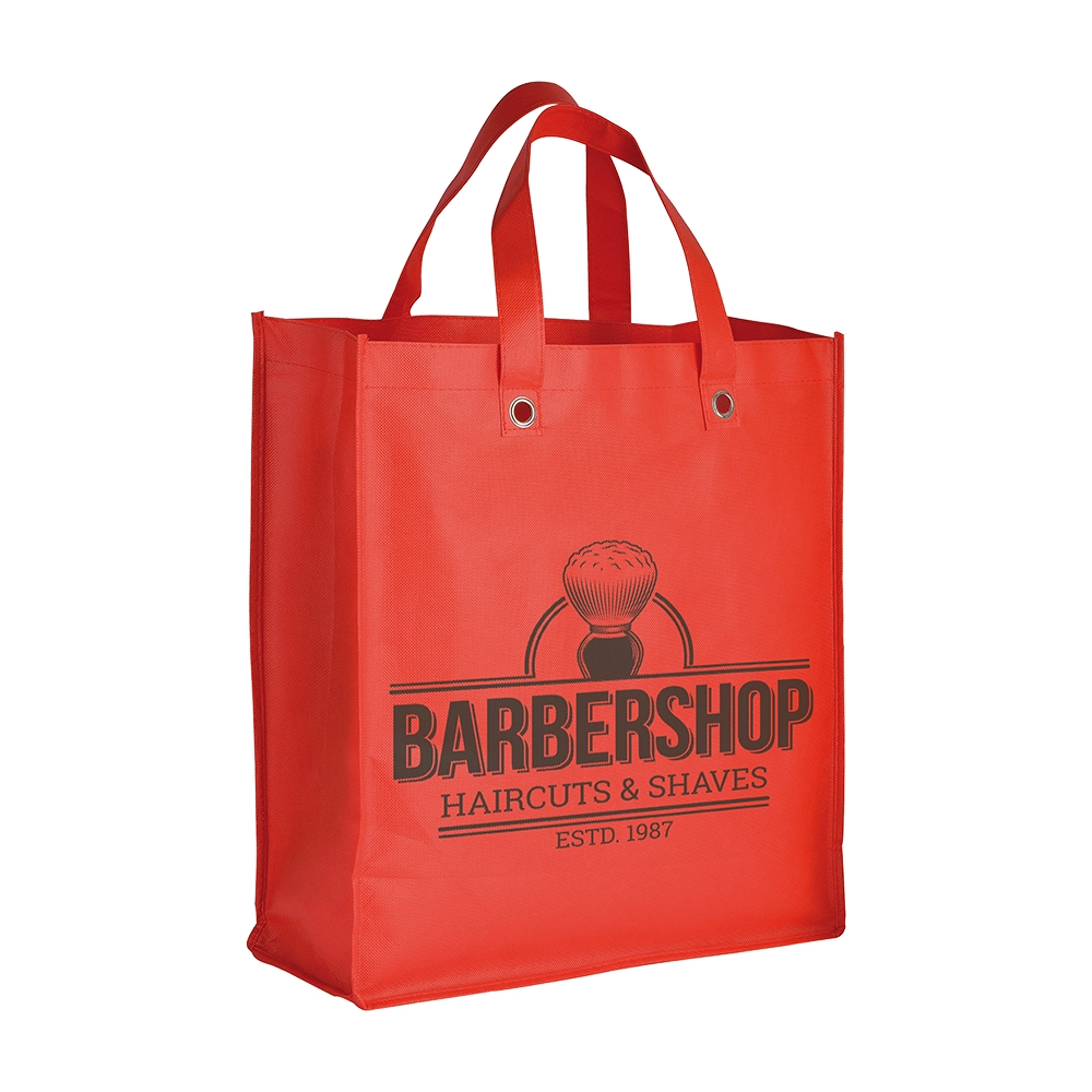 Immagine Shopper ripiegabile con soffietto in TNT 80g/m2 cucito, manici corti