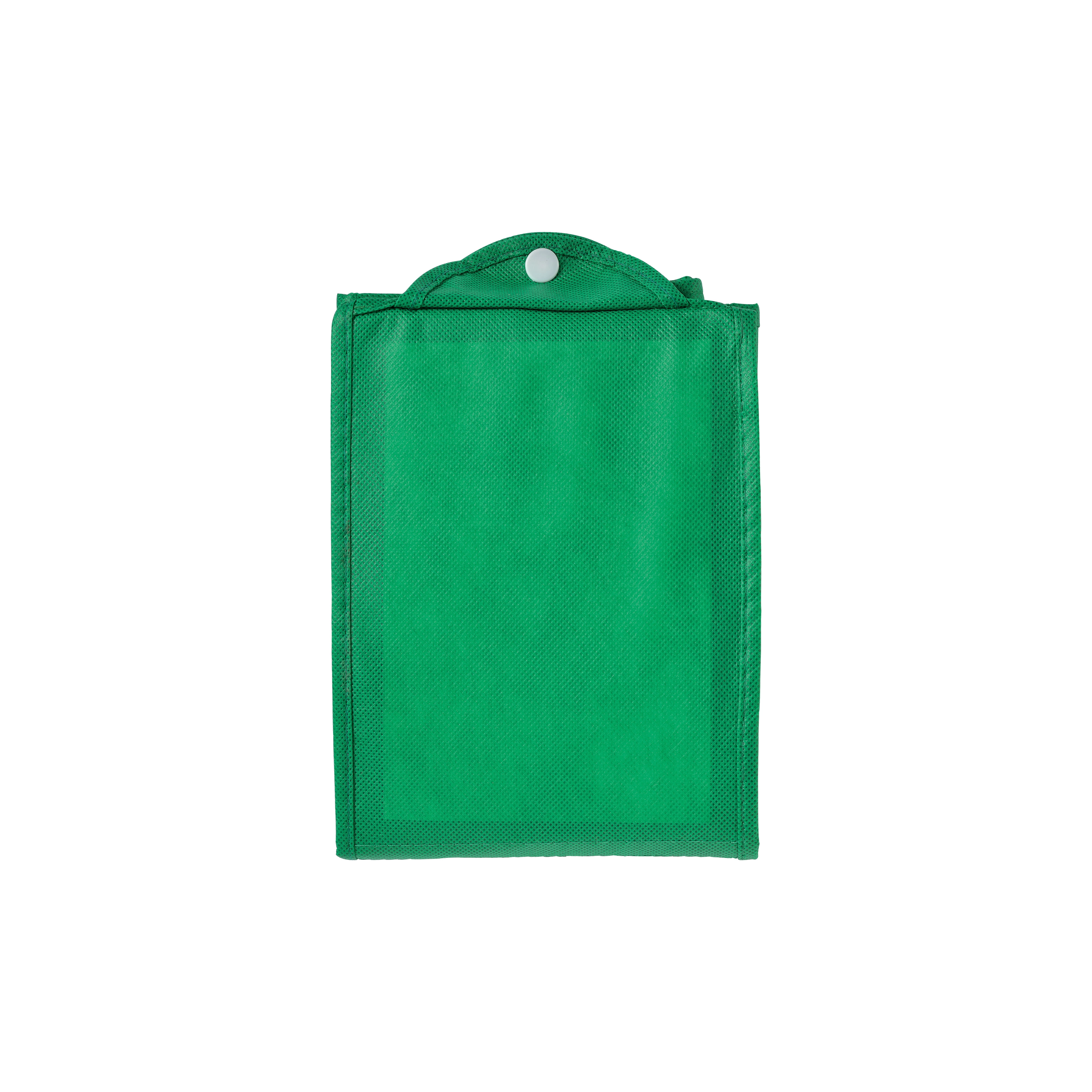 Immagine Shopper ripiegabile con soffietto in TNT 80g/m2 cucito, manici corti