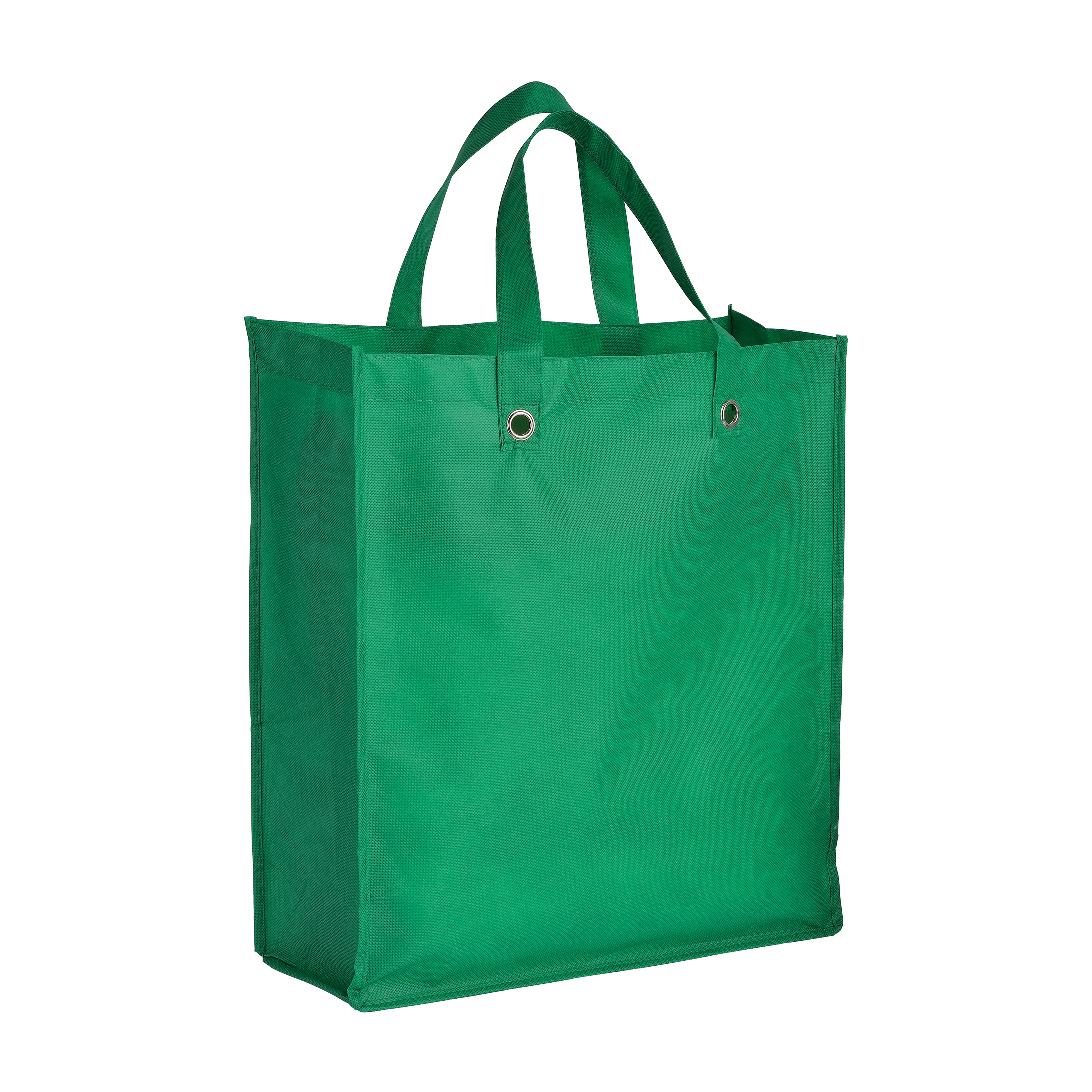 Immagine Shopper ripiegabile con soffietto in TNT 80g/m2 cucito, manici corti