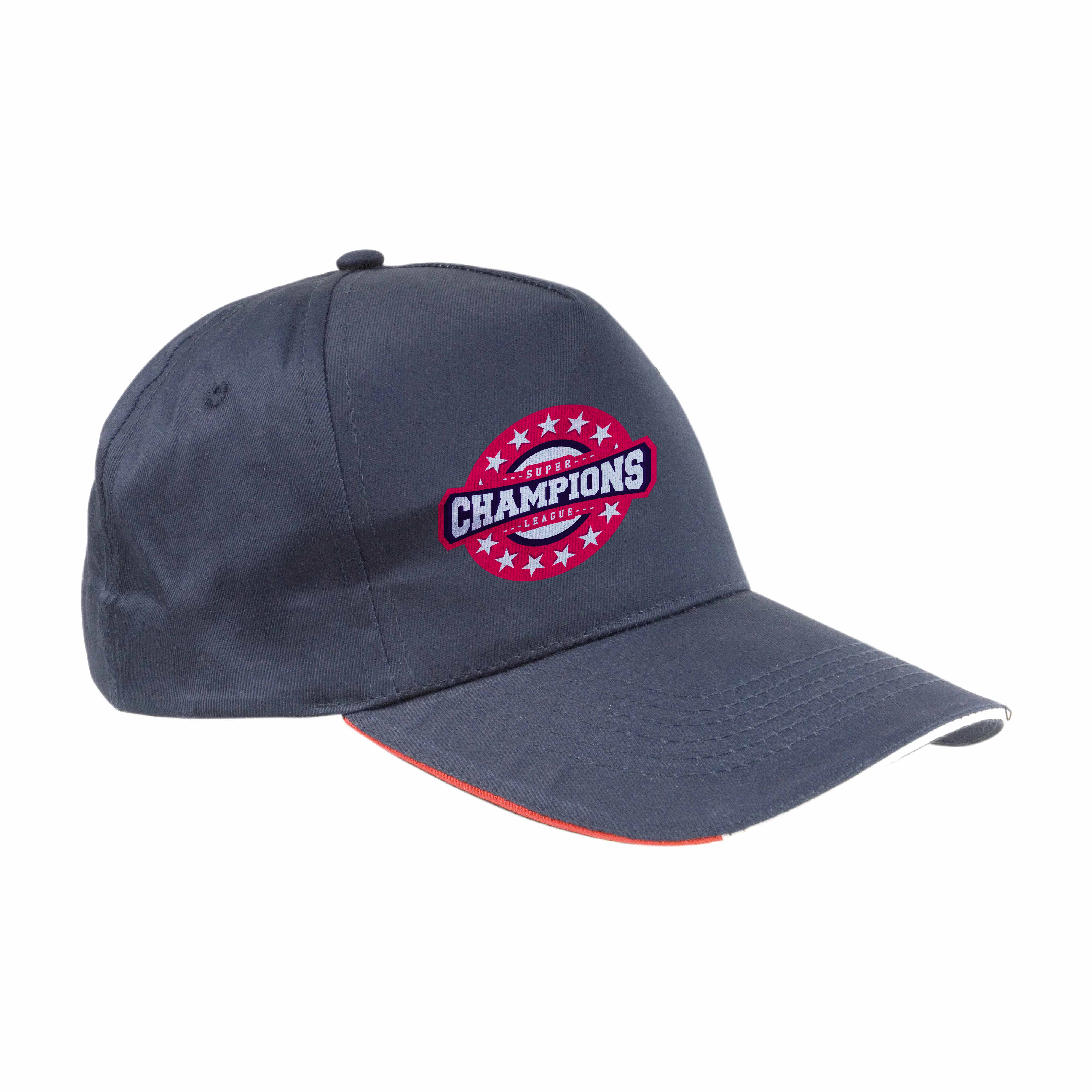 Immagine Cappellino in cotone, 5 pannelli con profilo e ricamo tricolore