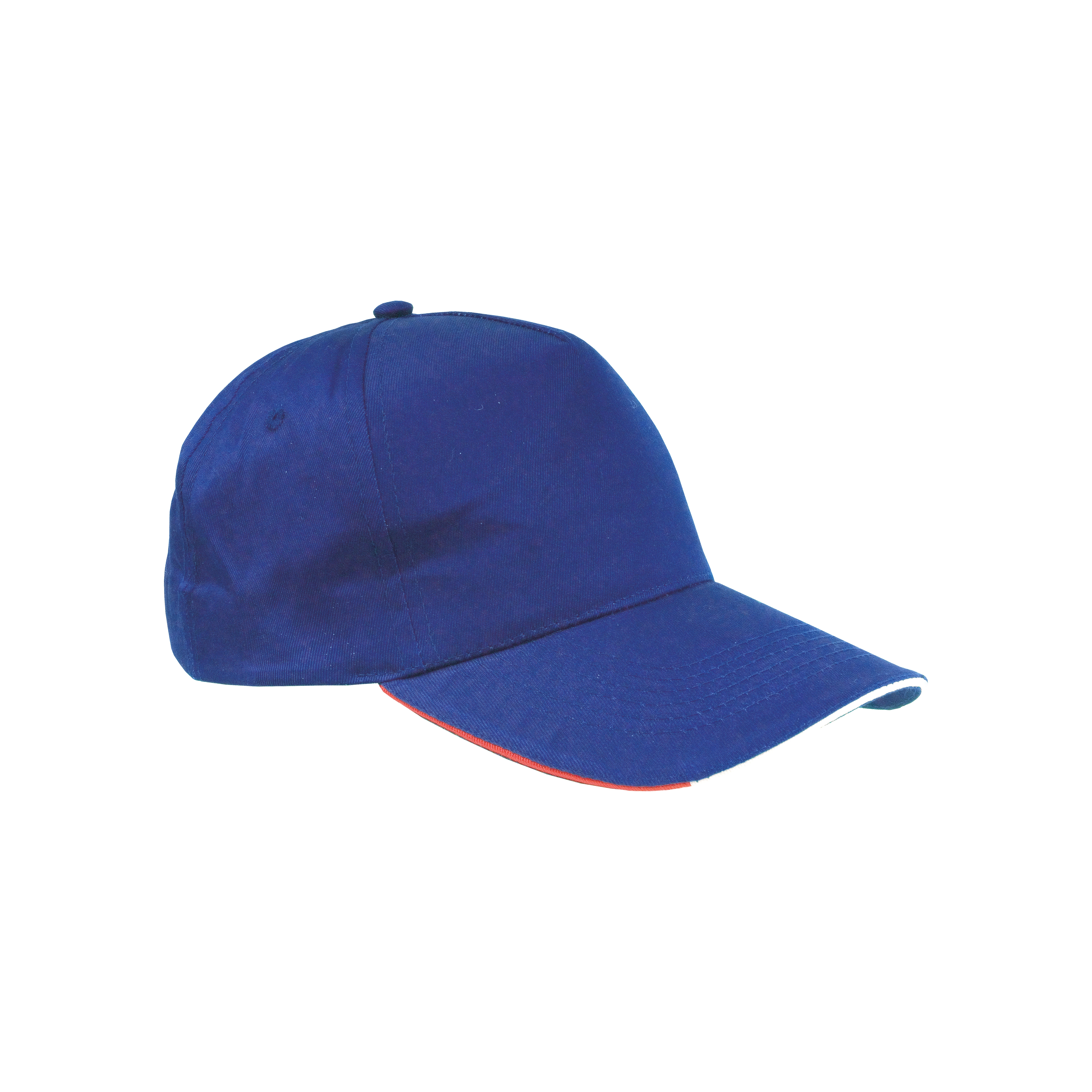 Immagine Cappellino in cotone, 5 pannelli con profilo e ricamo tricolore