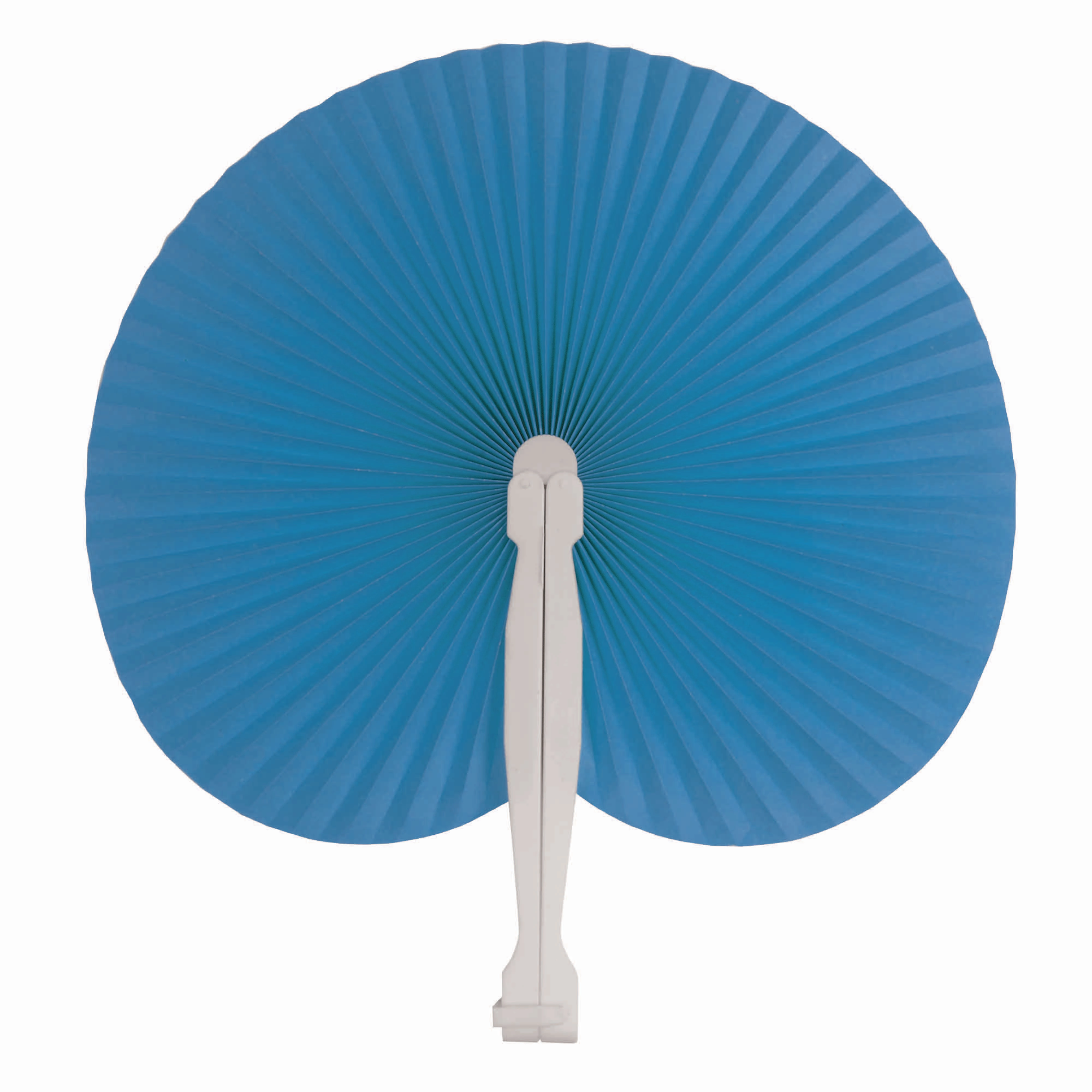 Immagine Ventaglio in carta colorata con manico in plastica bianca, lunghezza cm 26