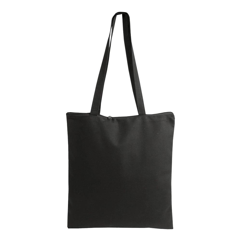 Immagine Shopper in cotone 220 g/m2, manici lunghi e chiusura con zip