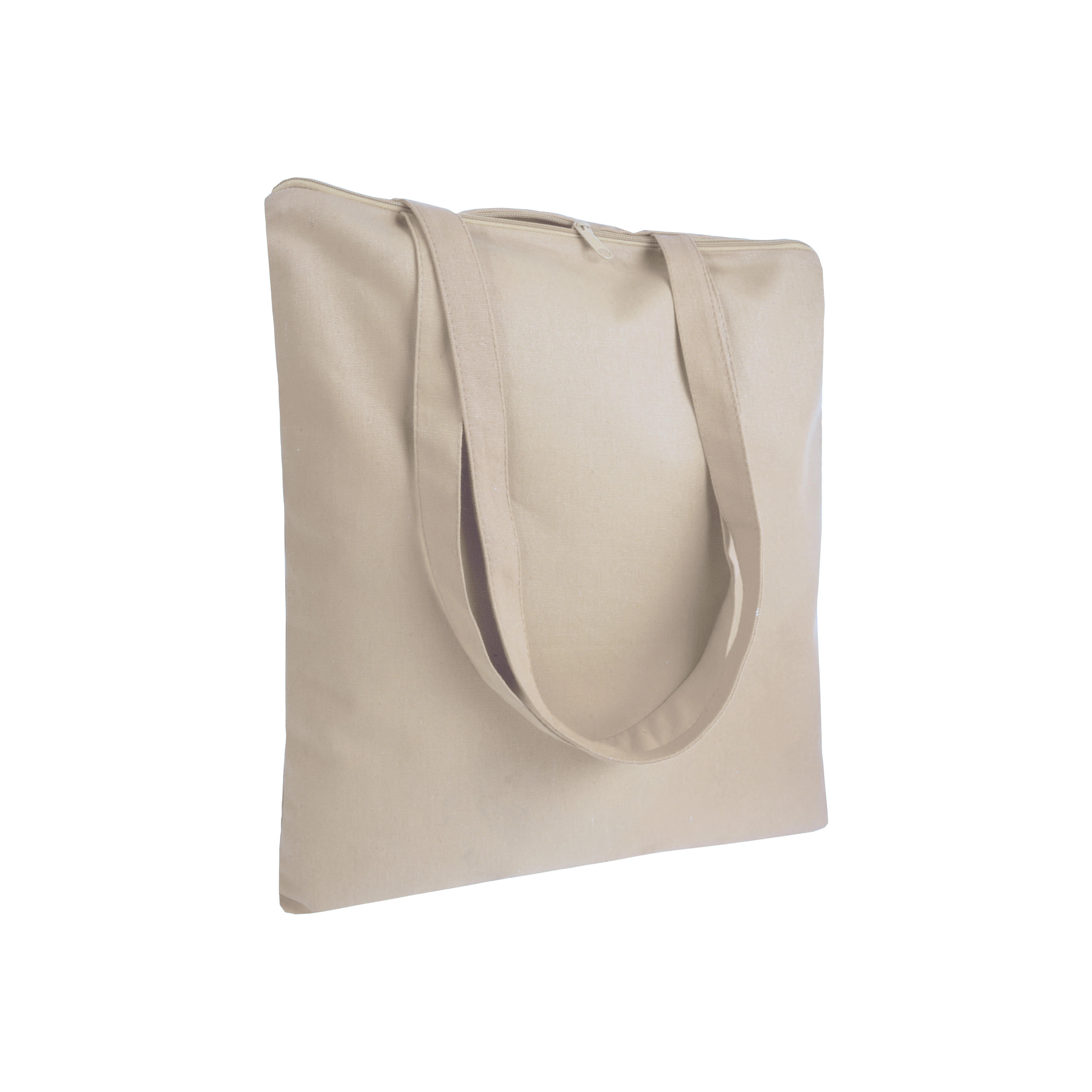 Immagine Shopper in cotone 220 g/m2, manici lunghi e chiusura con zip