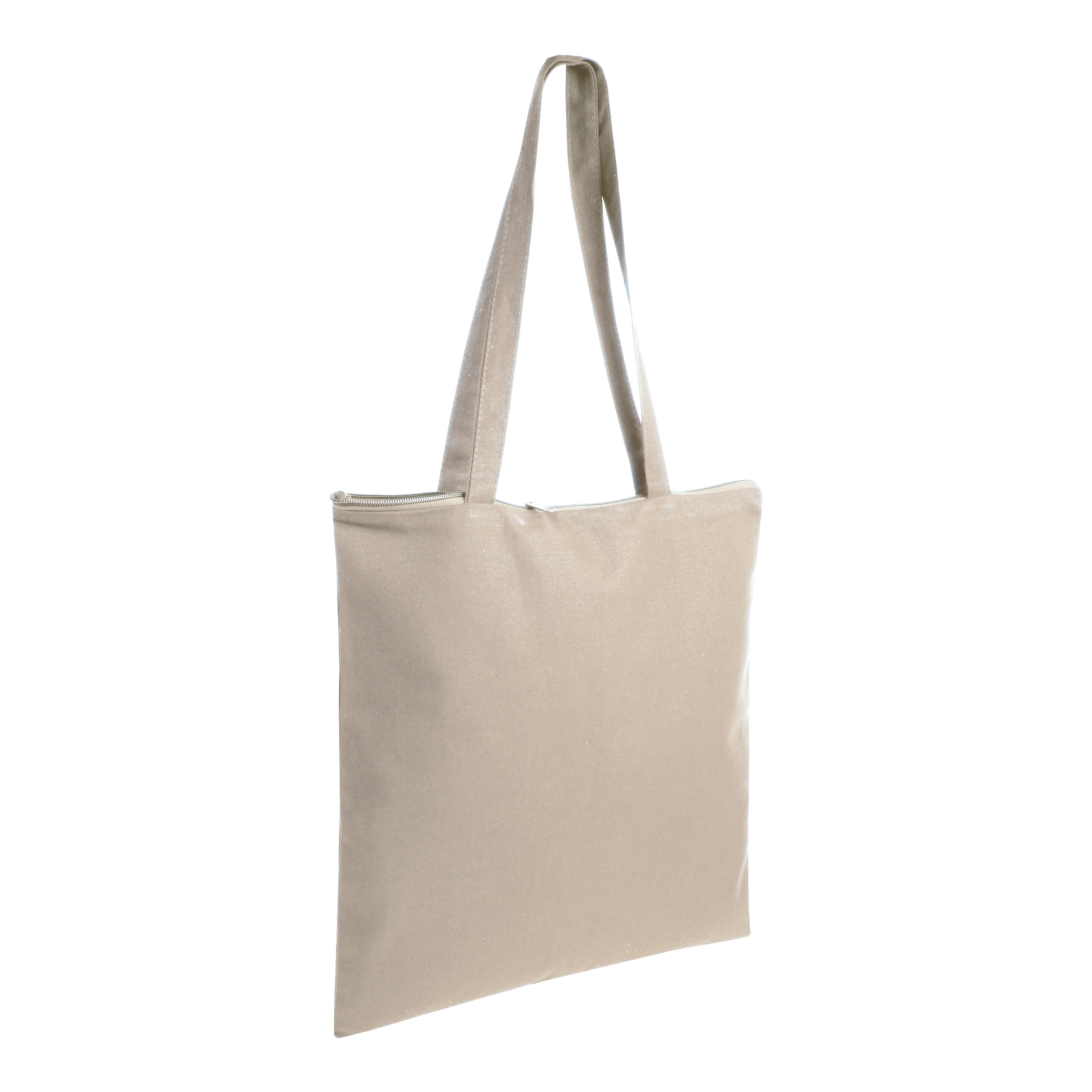 Immagine Shopper in cotone 220 g/m2, manici lunghi e chiusura con zip