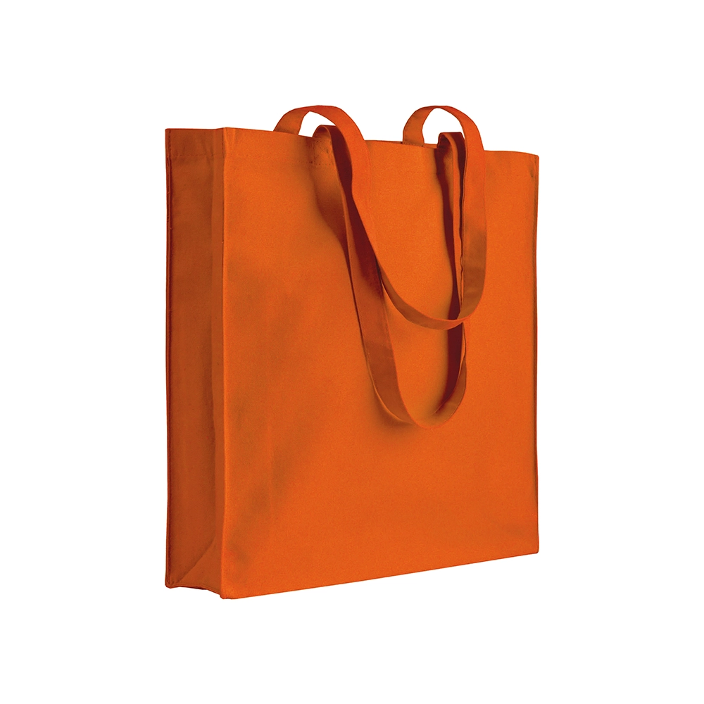 Immagine Shopper con soffietto in cotone 220 g/m2, manici lunghi e chiusura con zip