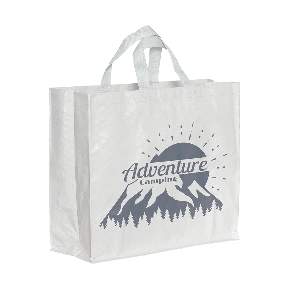 Immagine Shopper con soffietto in PP laminato 120 g/m2, manici corti a nastro