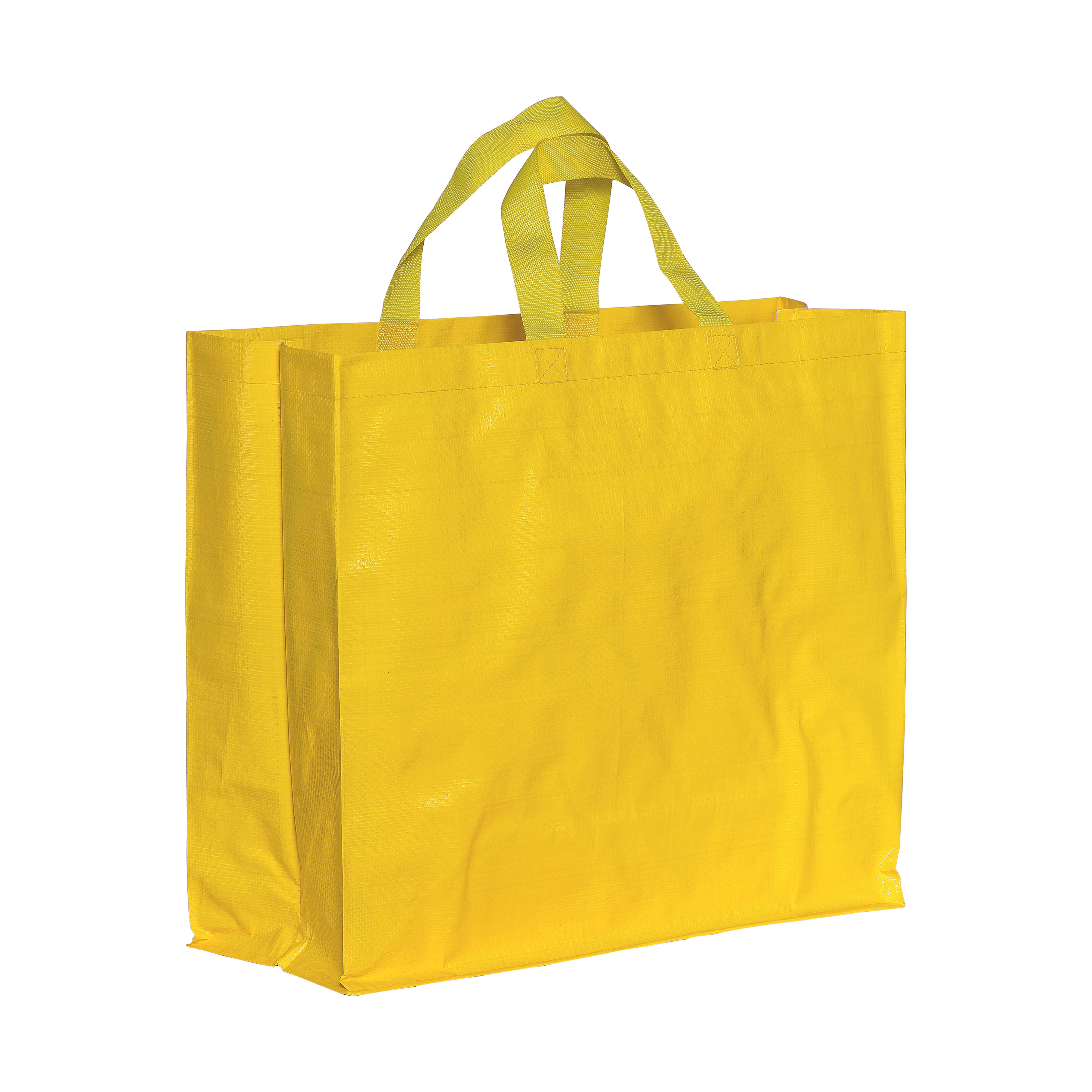 Immagine Shopper con soffietto in PP laminato 120 g/m2, manici corti a nastro